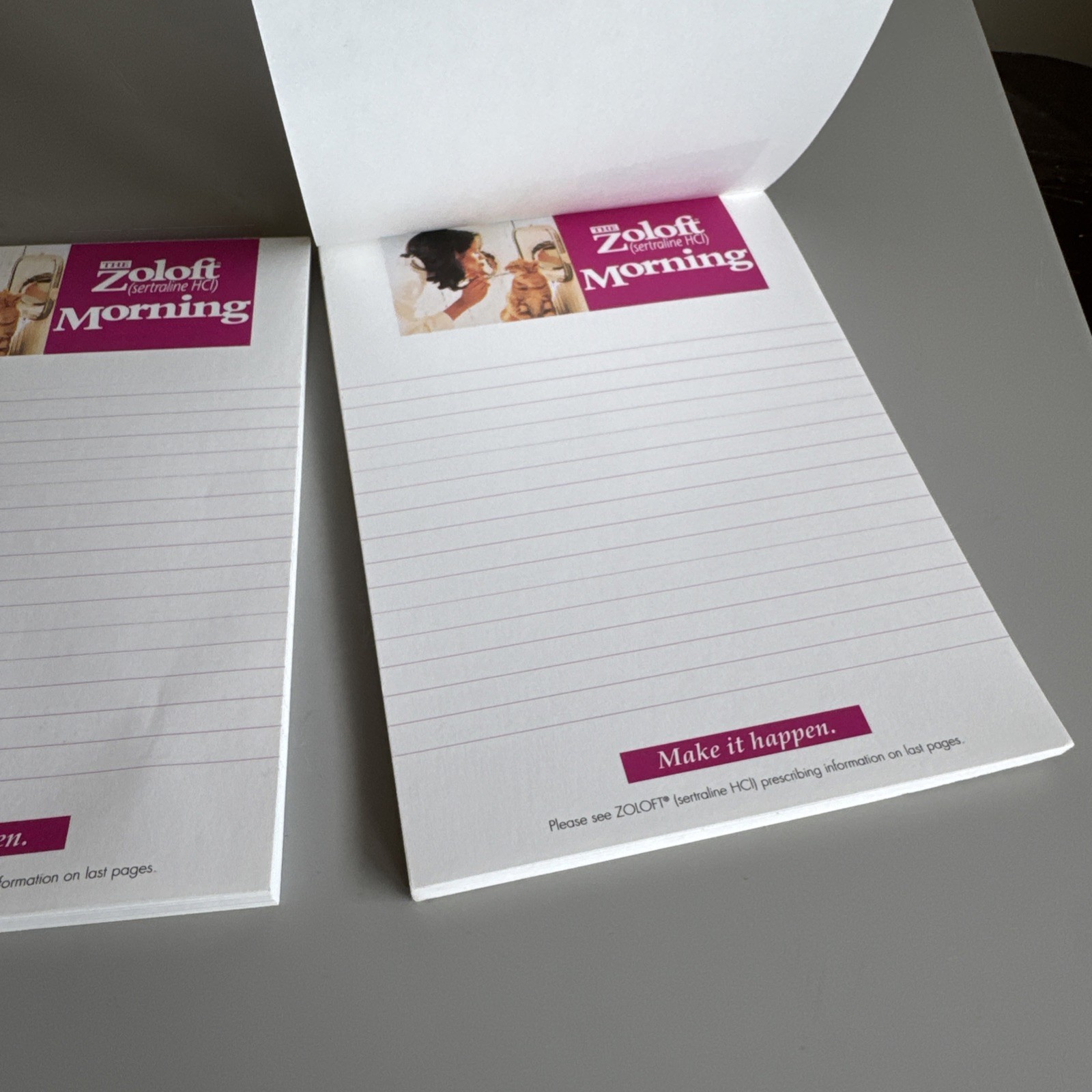 1996 Lot Of 2 Zoloft Pharmaceutical Notepads Advertising Promo drug Rep