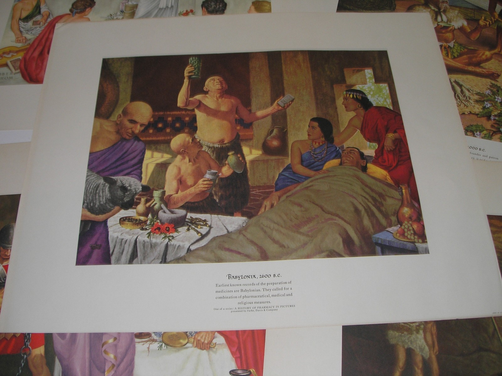 Vintage 1951 Set of 6 Parke Davis A History Of Pharmacy In Pictures Lithographs
