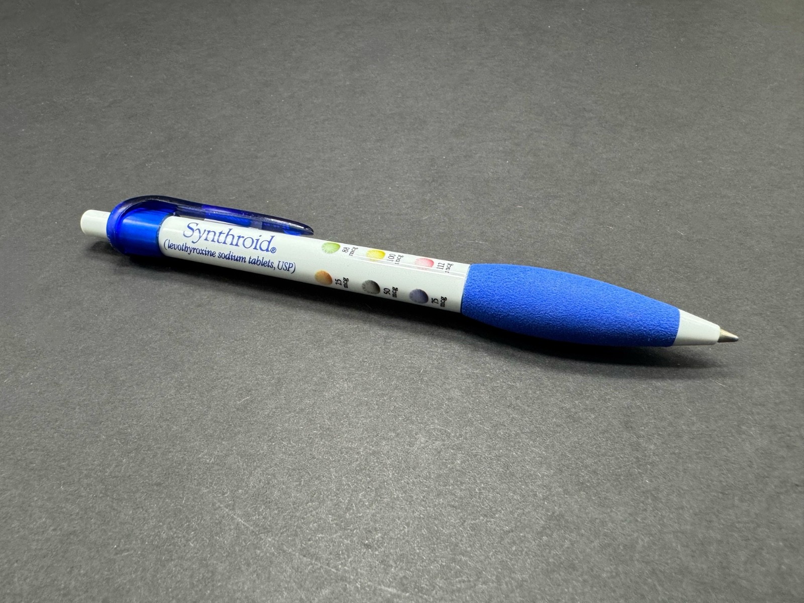 Synthroid Promo Pen Blue Grip Click Pen Pharmaceutical Advertising