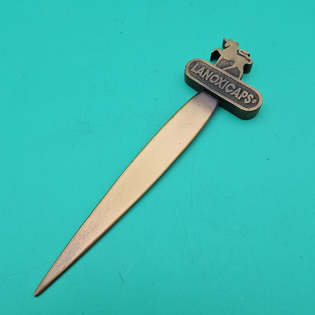 Vintage Lanoxicaps Digoxin Solution In Capsules Letter Opener Unicorn Brass