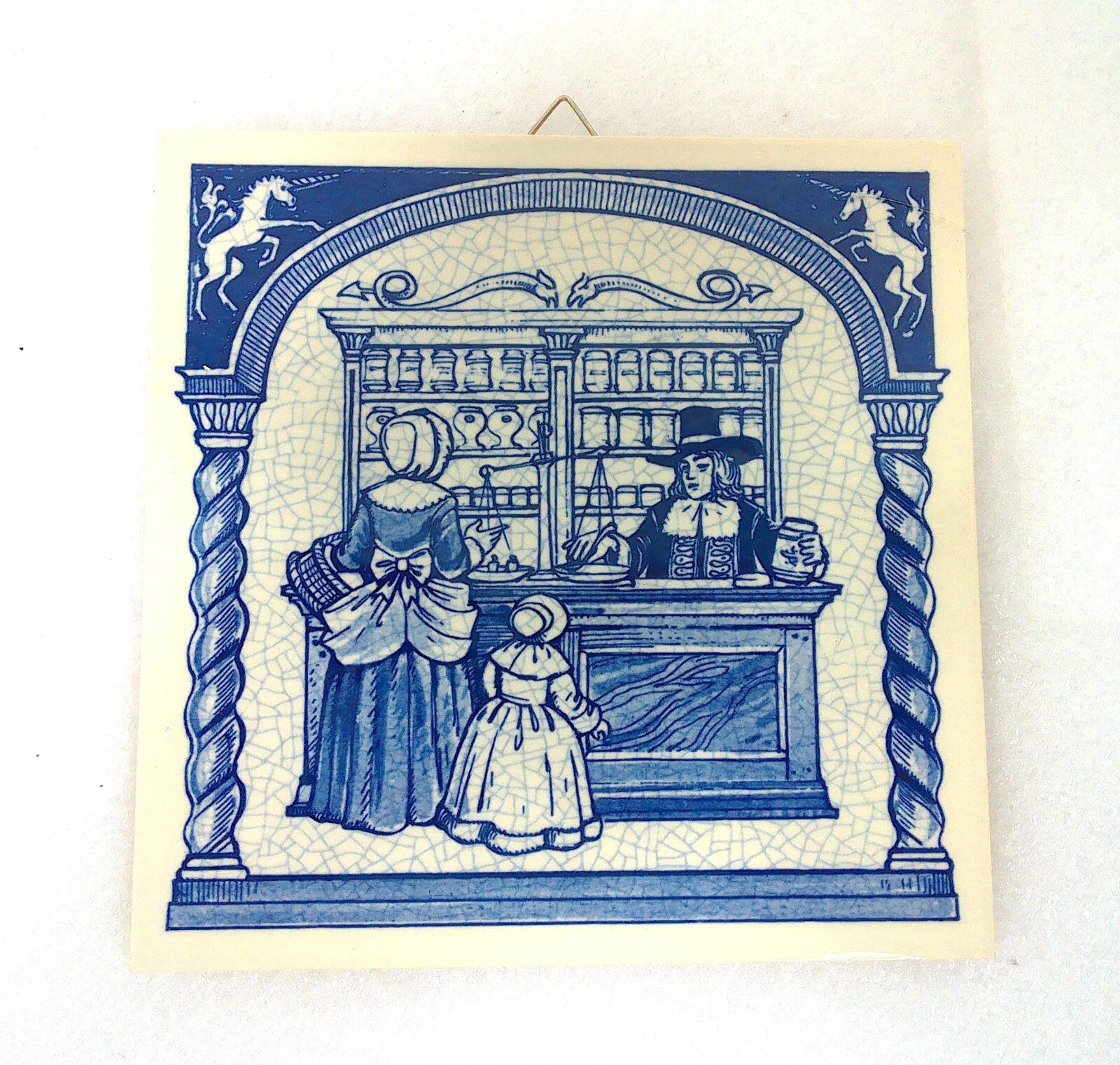 BURROUGHS WELLCOME CO. BLUE DELFT PHARMACY Apothecary Shop 6″x6″