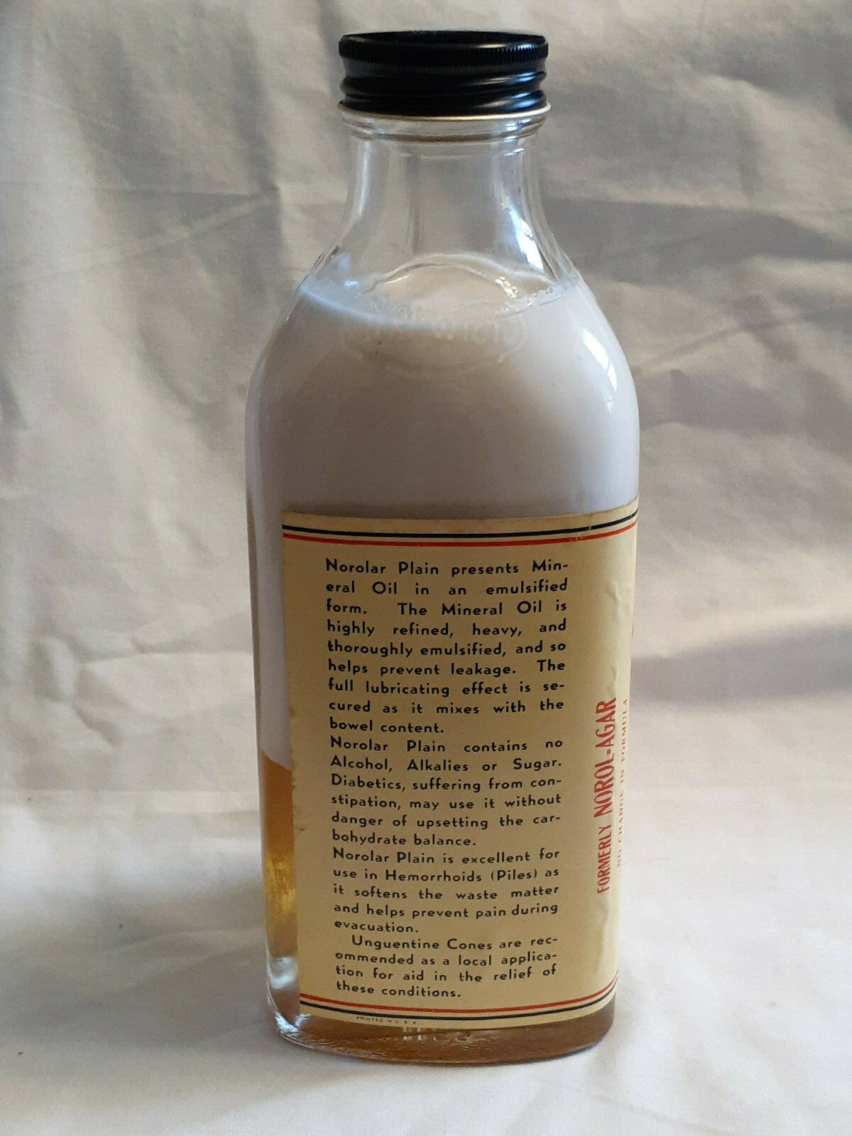 Vtg Norwich Norolar Plain Mineral Oil Constipation Remedy 1 Pint Bottle