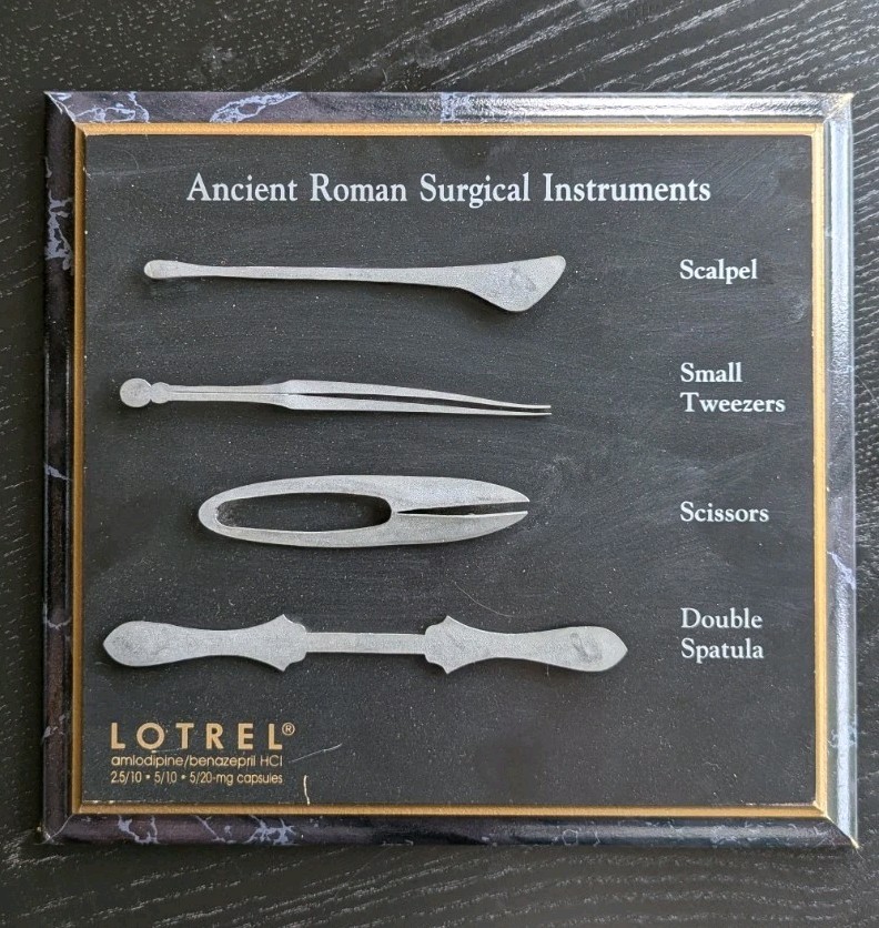 LOTREL Ancient Roman Surgical Instruments Replica Pharmaceutical Model Plaque