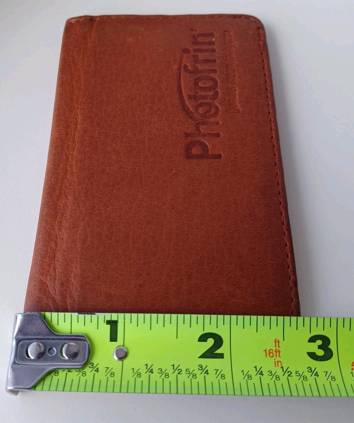 Brown Leather Pocket Card Wallet Case EMPTY/HOLDER ONLY Debossed Photofrin