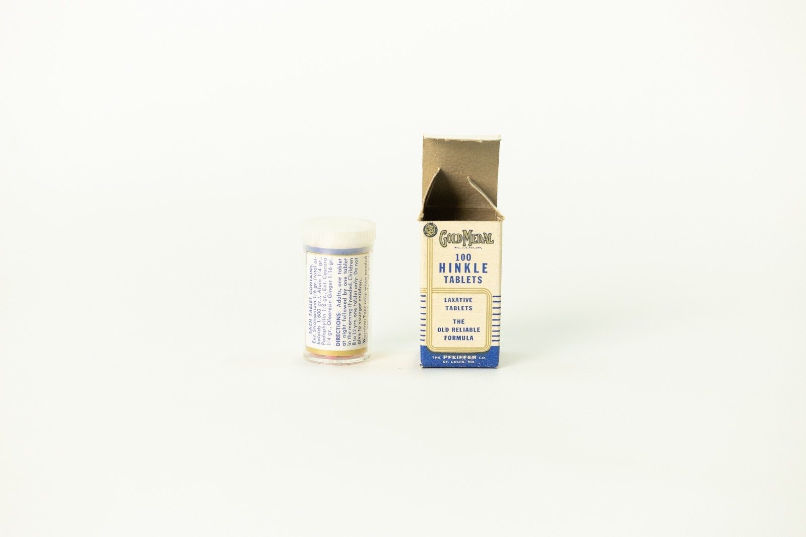 Vintage Gold Medal Hinkle Tablets Laxative Complete Box & Bottle Medical