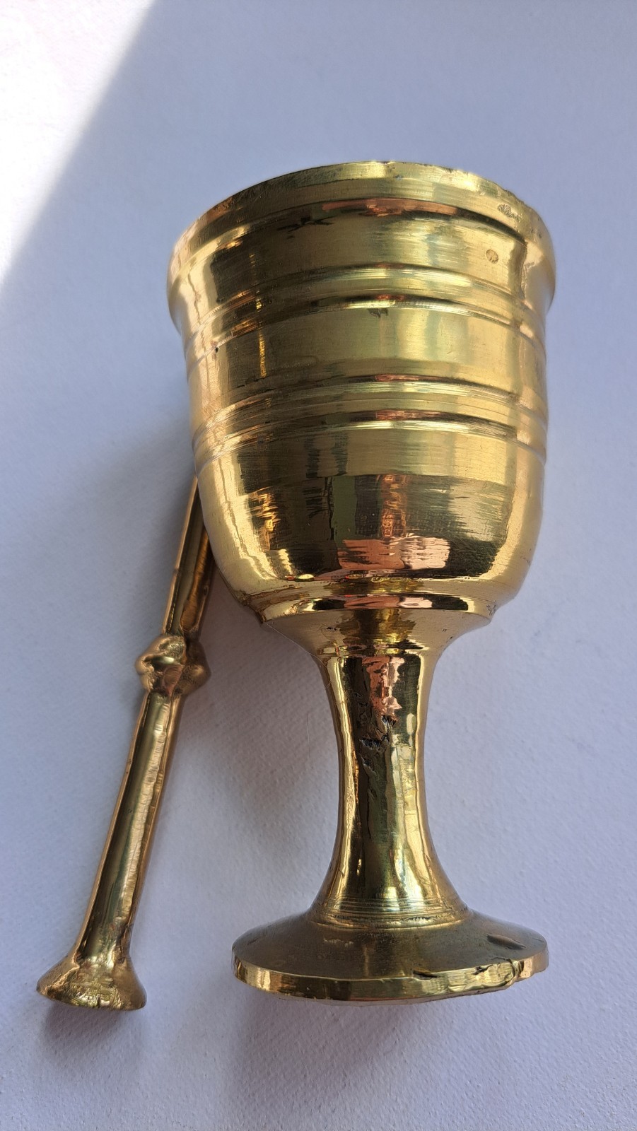 Vintage Heavy Brass SMALL Mortar And Pestle Set Apothecary Metal Gold-tone 4.5″