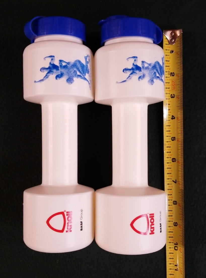 NOS Vintage 1980’s Pharmaceutical Promo Vicodin ES Water Bottle Dumbbells