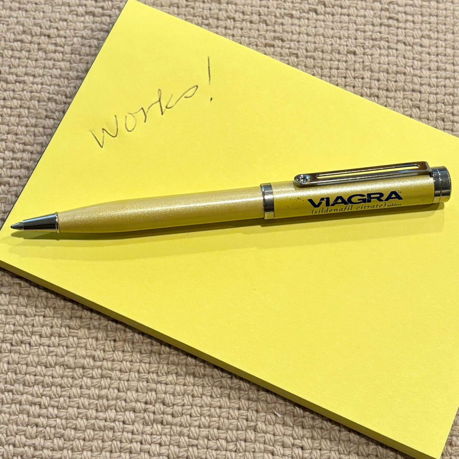 Vintage Viagra Yellow Pharmaceutical Drug Rep Promotional Ad Ink Pen