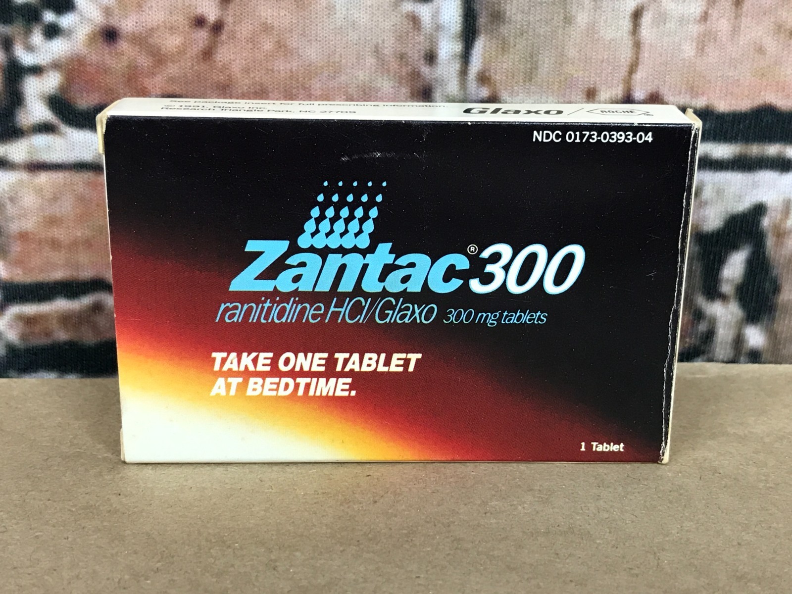 EMPTY – Vintage 1990’s Pharmaceutical Drug Box Glaxo Zantac 300 Pharma Advert
