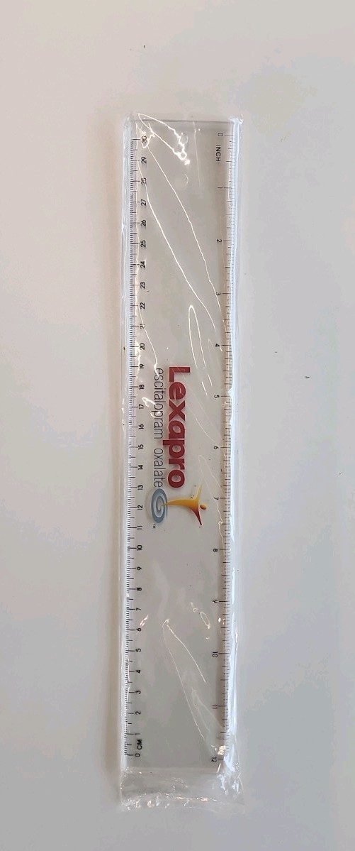 12″ Clear Lucite LEXAPRO Ruler; NEW; Pharmaceutical Drug Rep Promo