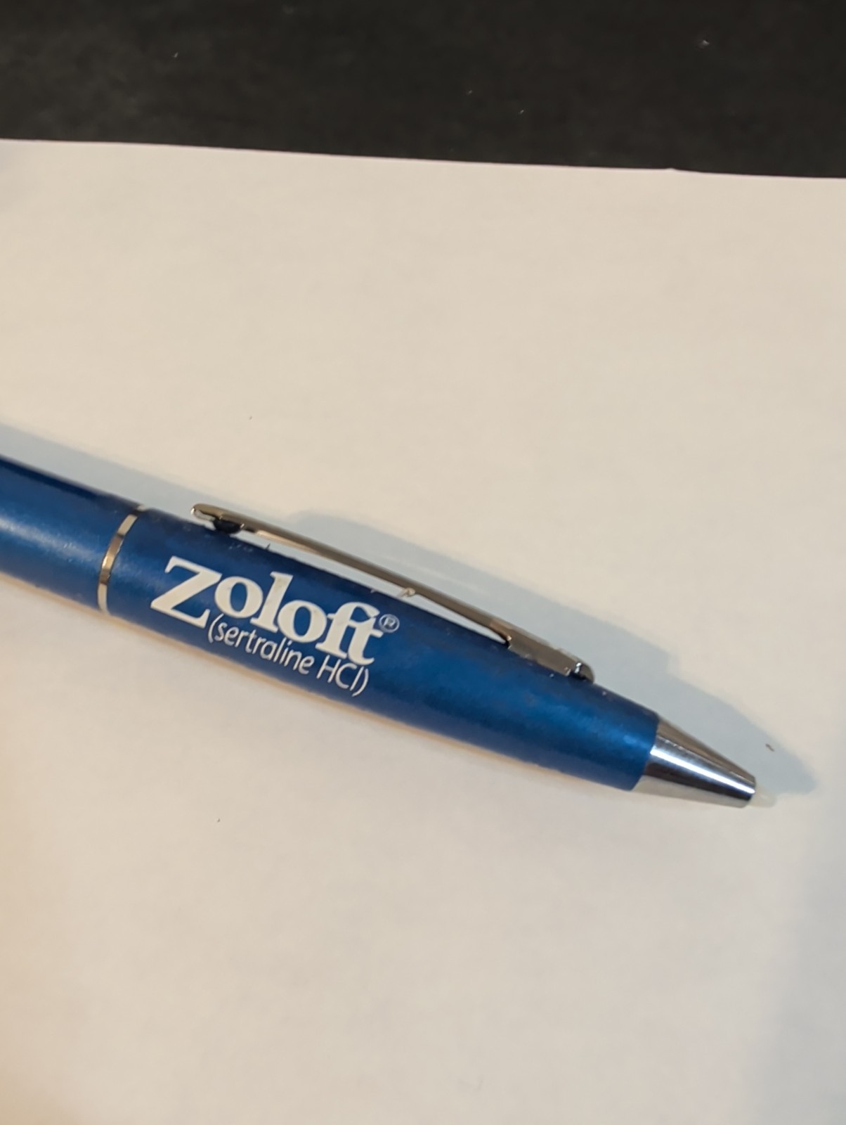 Zoloft Metal Stylus Pen Metallic Blue Drug Rep Pharmaceutical Promo Advertising