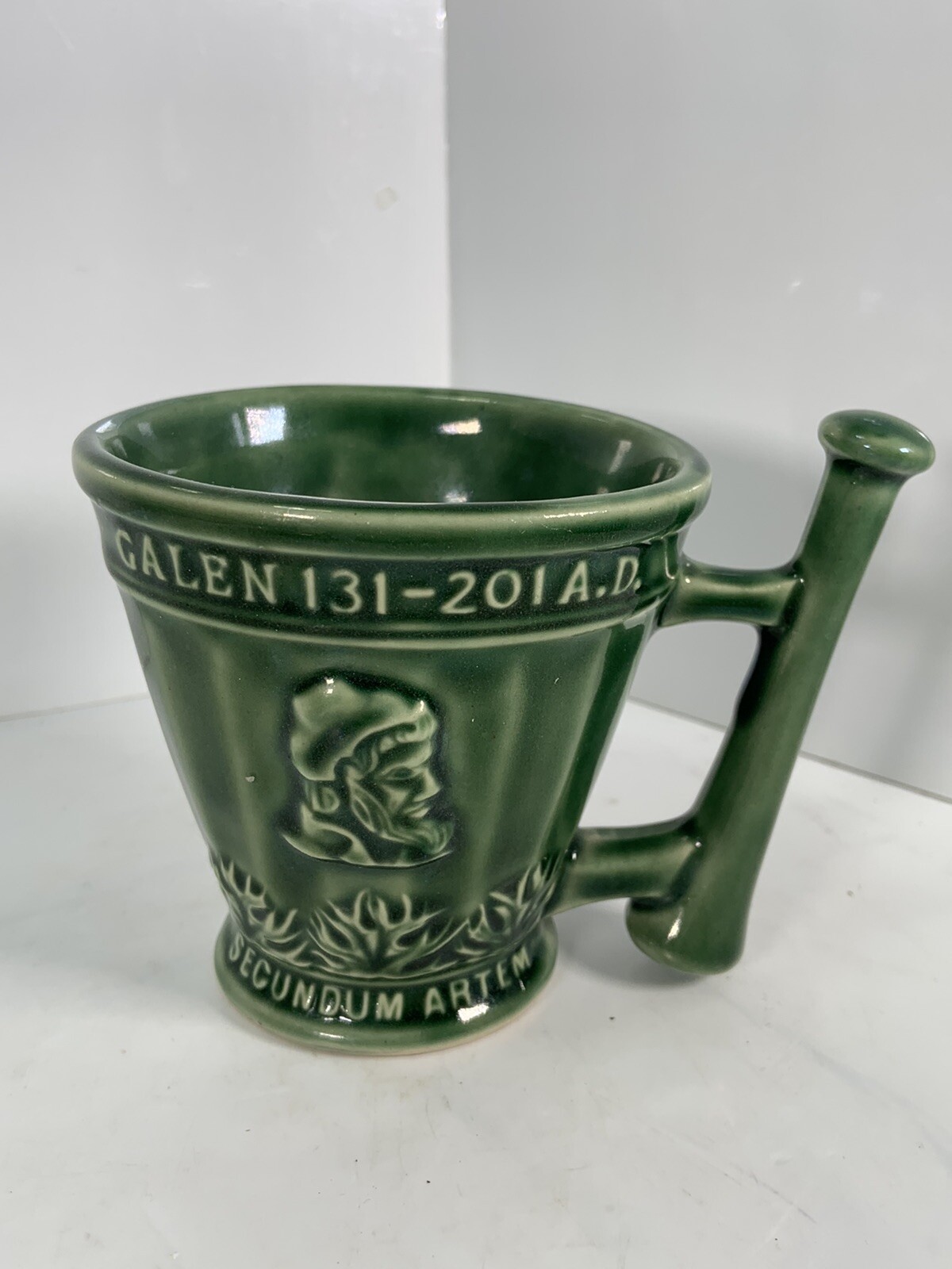 Vtg Coricidin RX Pharmacy Adv Mortar & Pestle Mug Schering McCoy Pottery