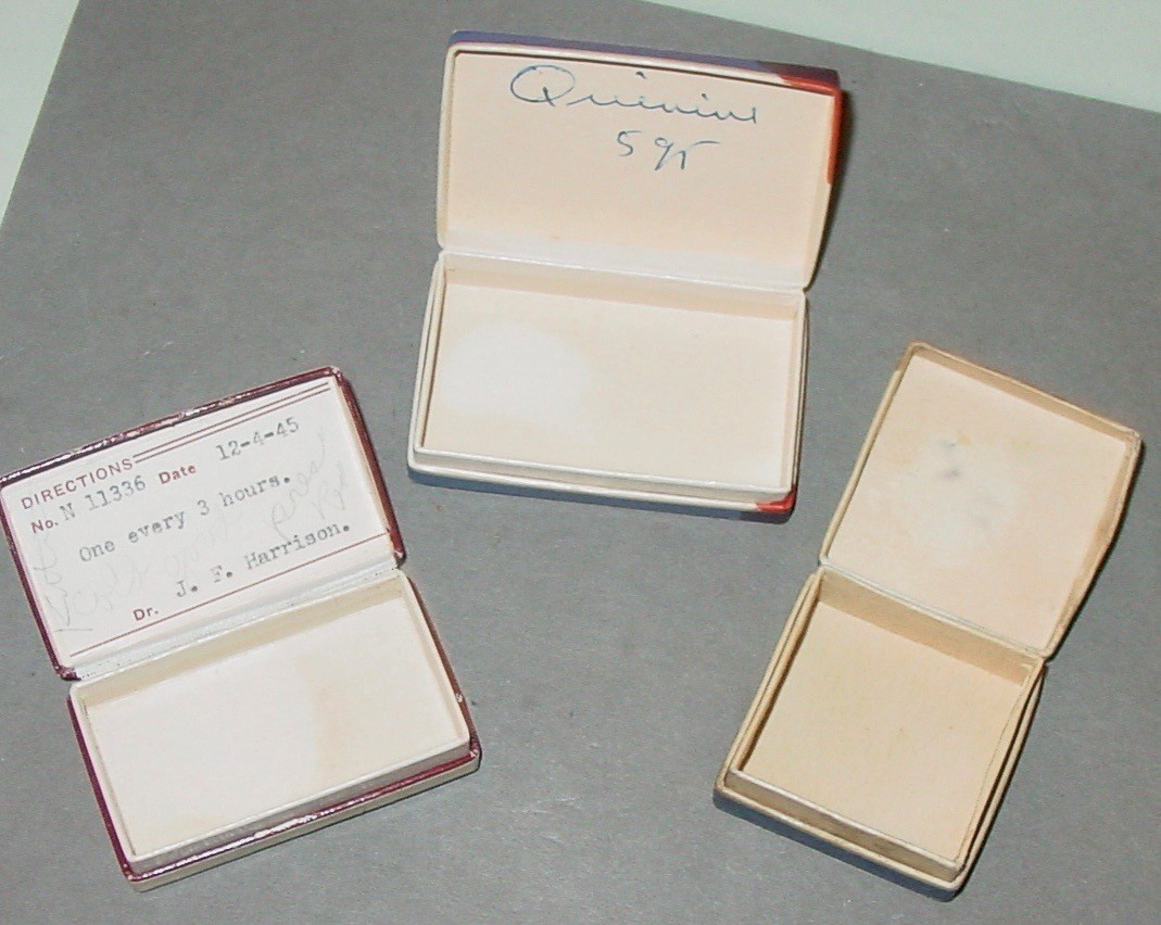 3 Vintage Cardboard Paper PHARMACY Prescription Drug Hinged Pill Box Mix Lot USA
