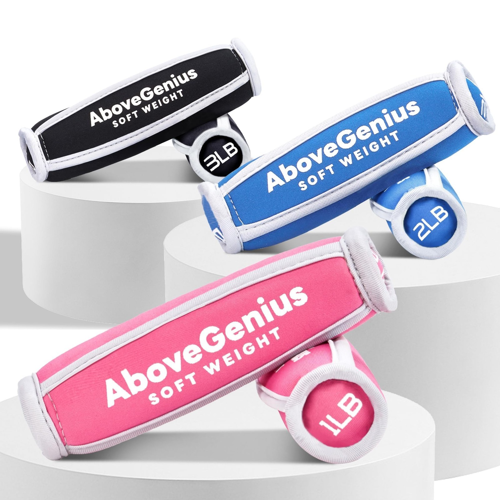 AboveGenius Hand Weights for Women Men, 6pc Soft Dumbbell Set (1lb 2lb 3lb 4l…