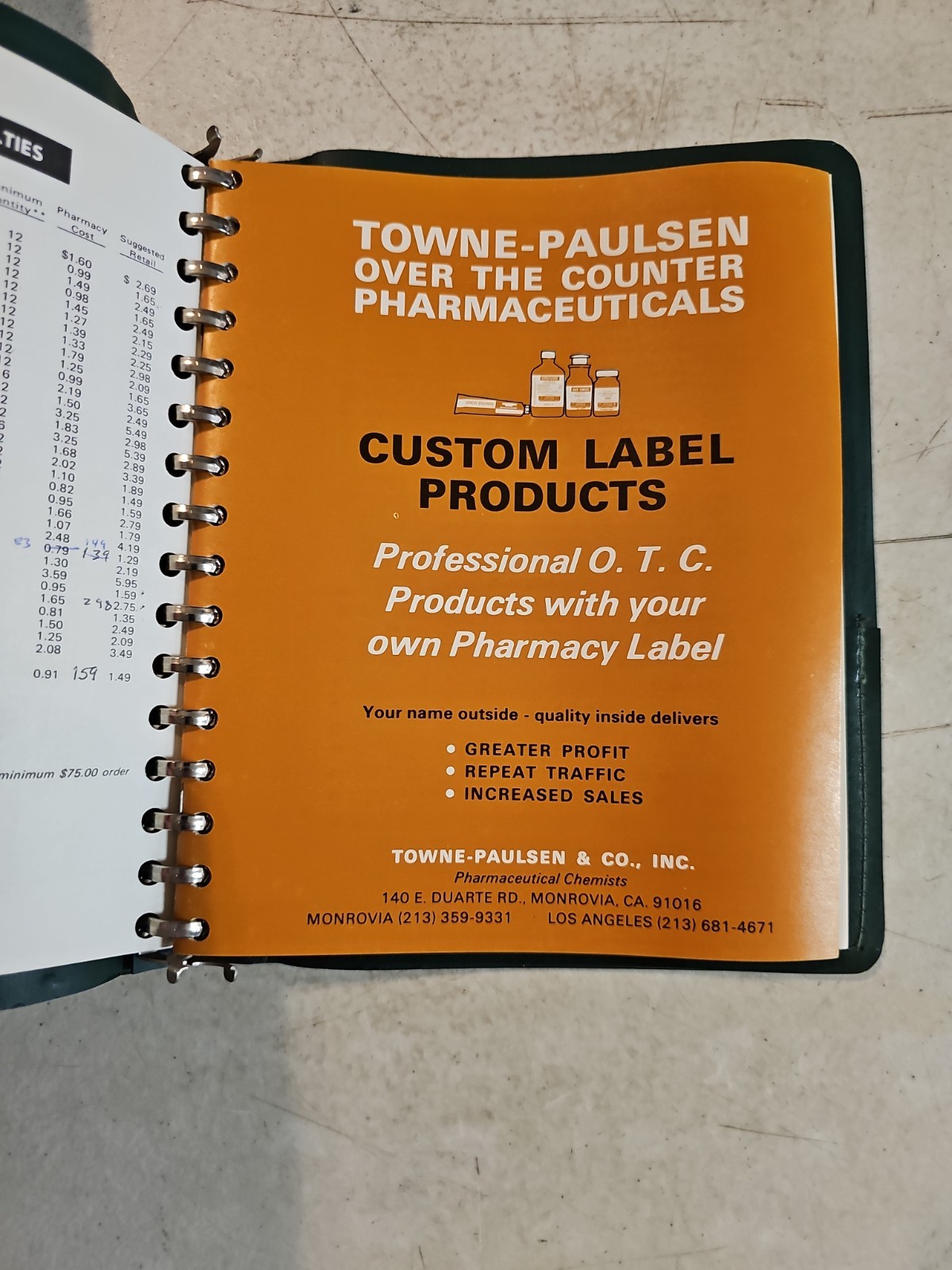 Vintage 1974 Towne Paulsen & Co Pharmaceutical Catalog And Price Lists