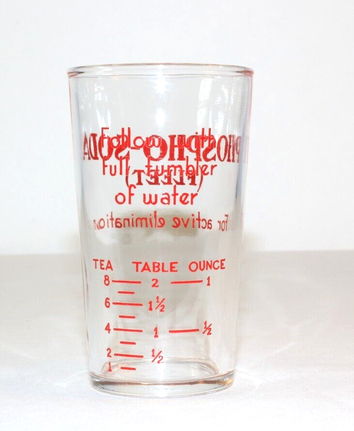 Vintage Fleet Phospho-Soda Active Elimination Measuring Glass Hazel Atlas