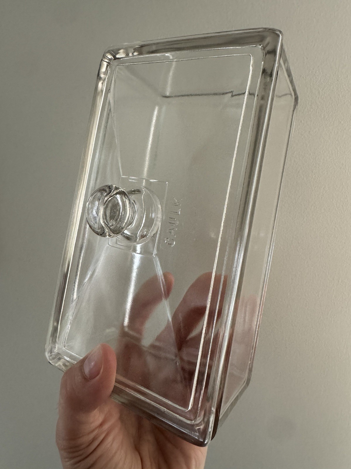 Antique Caulk Clear Glass Covered Box w/ Lid Included, Rectangular
