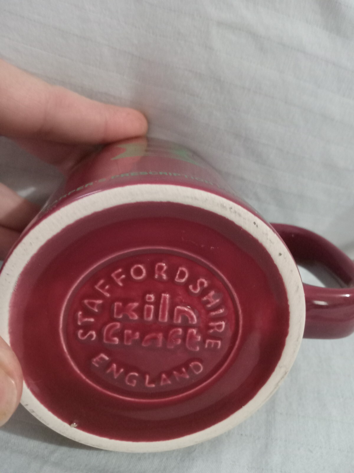 Rare pharmacy Kiln Craft Staffordshire England Maroon Red Mugs Set 2 12.Oz Mug