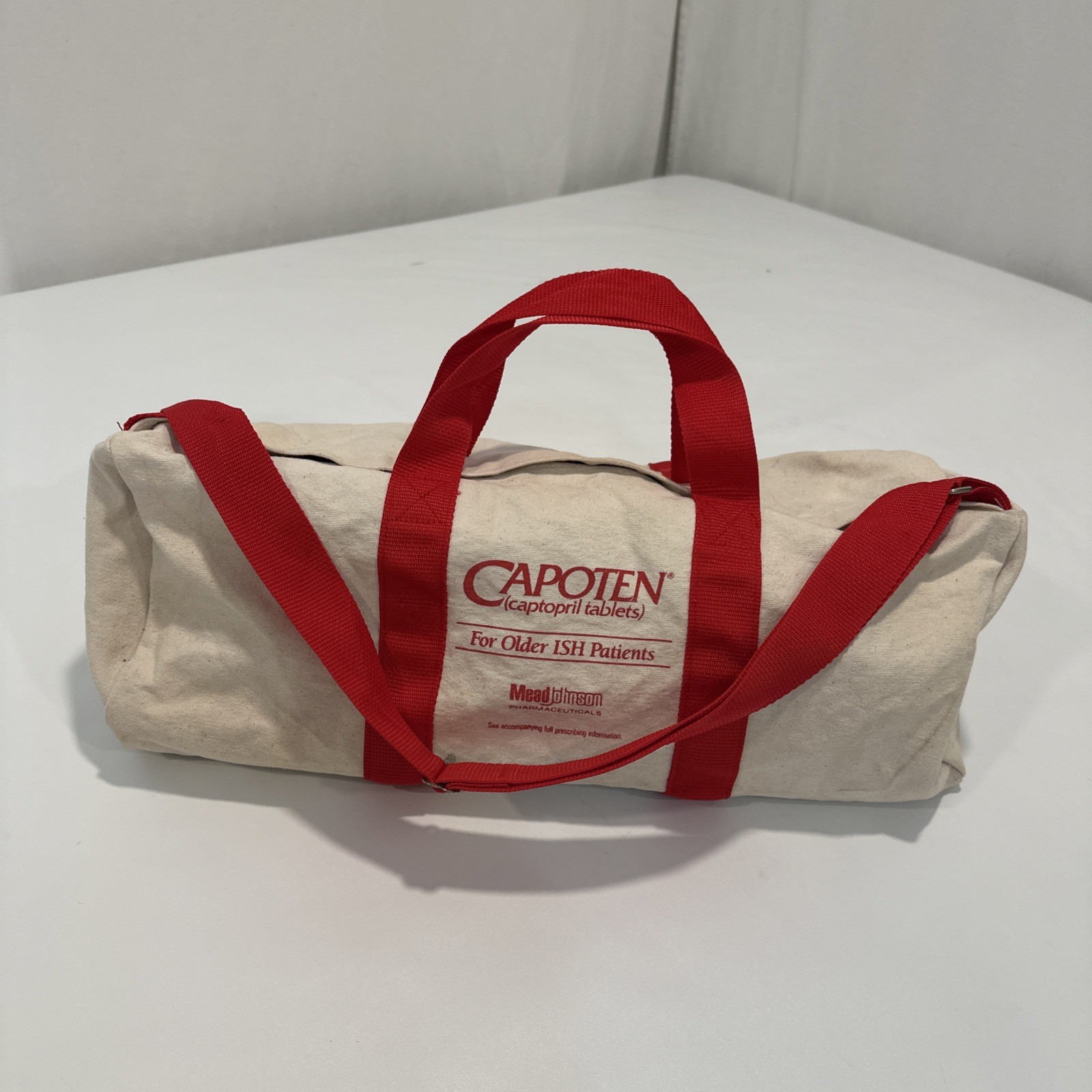 Vtg 80s 90s Capoten Captopril Drug Rep Pharmaceutical Canvas Tote Duffel Mead