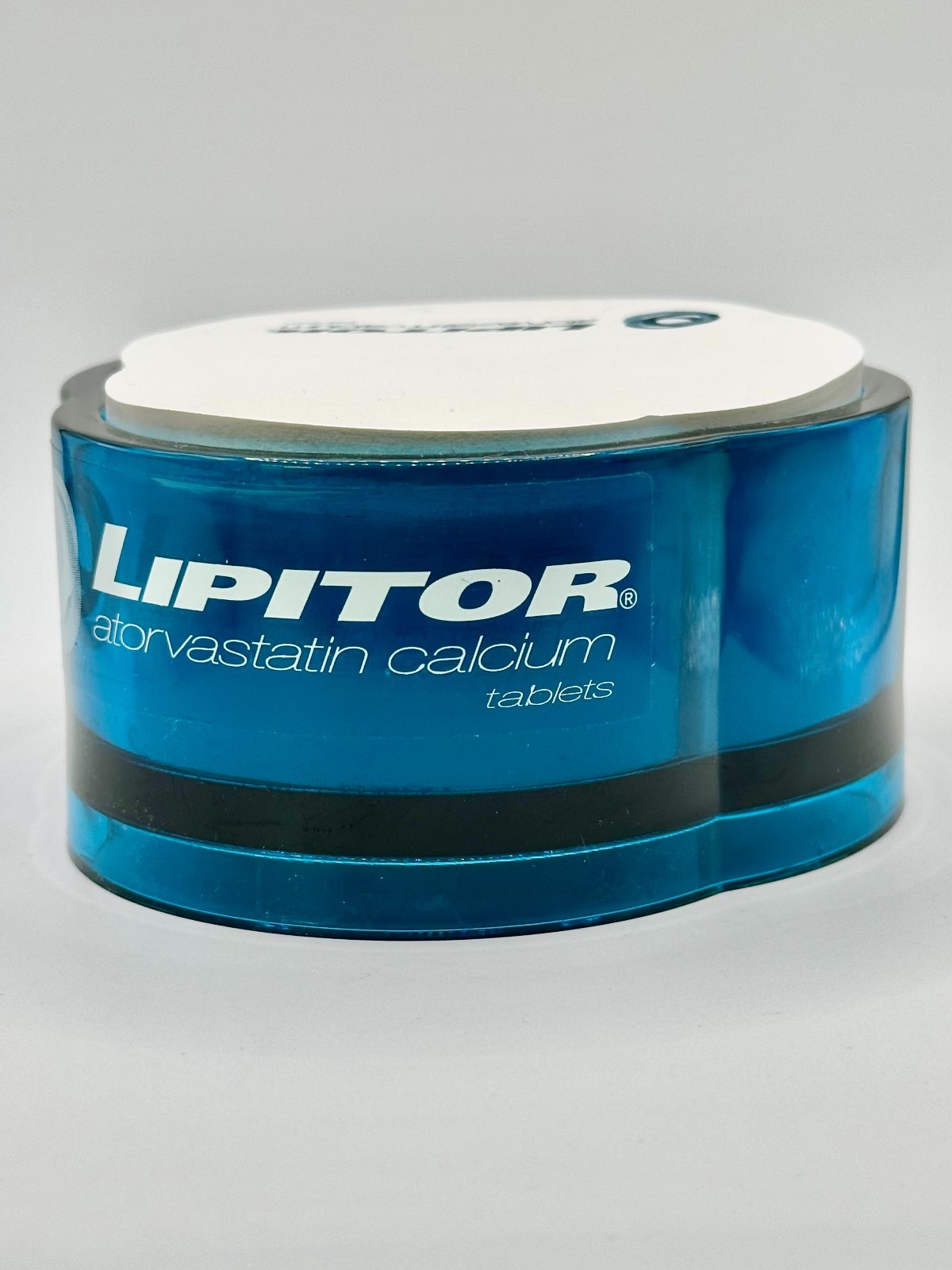 Vintage Lipitor Drug Rep Sticky Note Pad & Blue Acrylic Holder