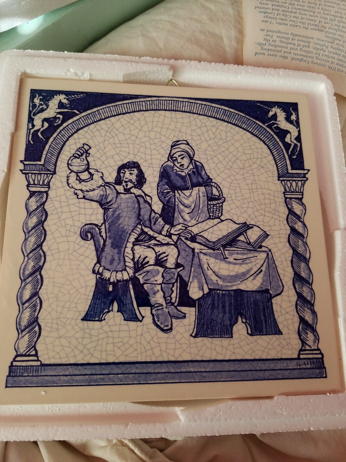 BURROUGHS WELLCOME Pharmacy Pill Tile Handmade DELFT Apothecary #8