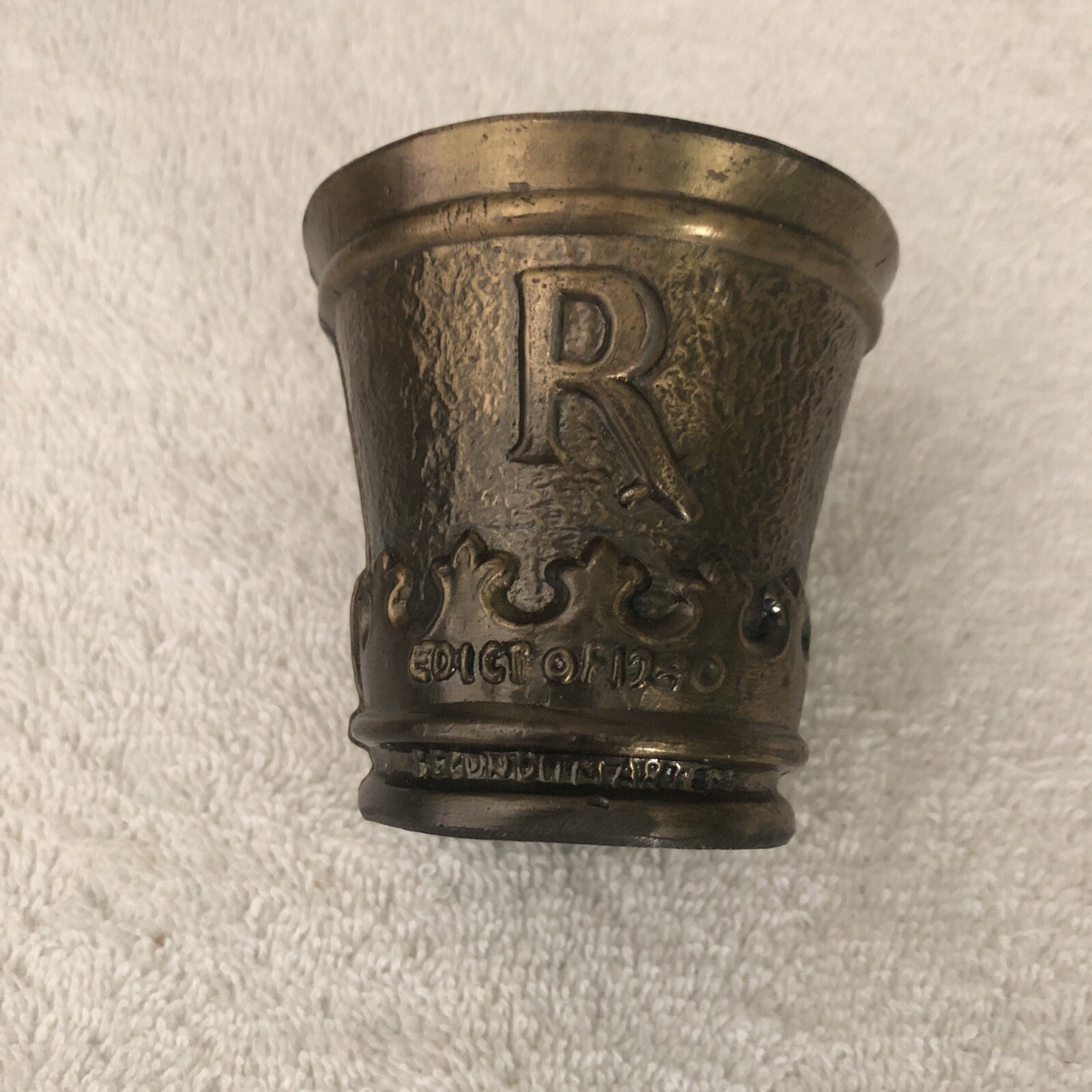 Rx Apothecary “Edict Of 1240” Frederick II, Bronze Mortar & Coricidin Pestle