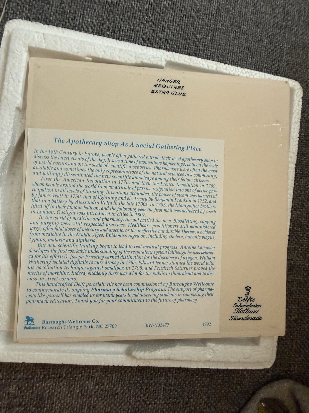 3 Delft Holland Pharmacists Pill Tile Burroughs Wellcome Pharmacy Scholarship