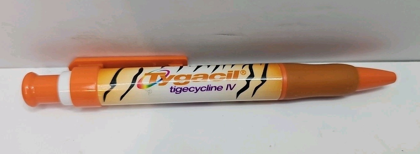 Vintage Drug Rep Pen Tygacil Tiger Stripe Orange