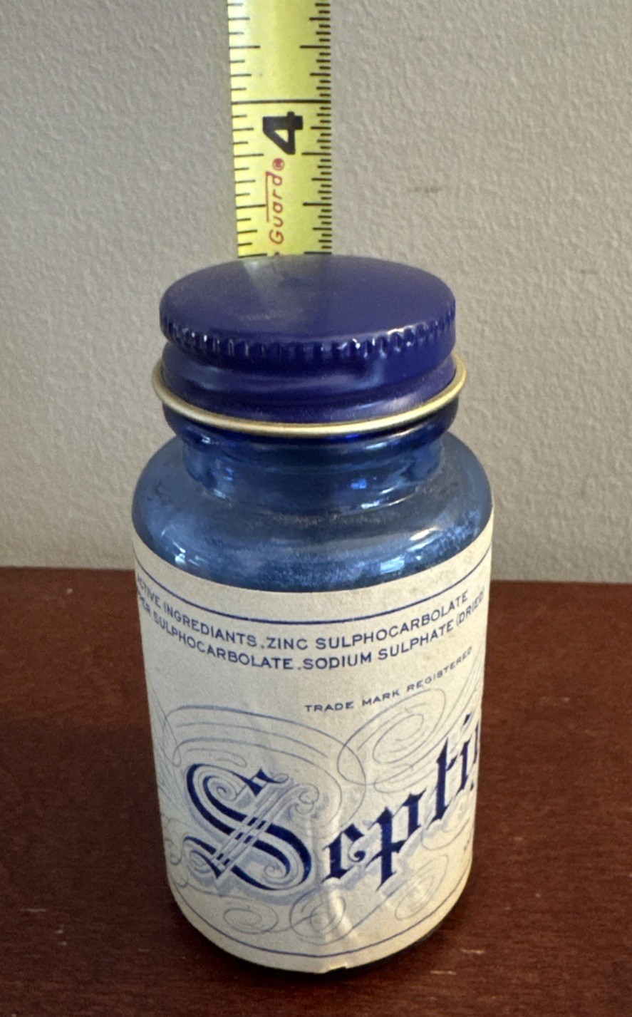 Vintage Medical Remedy Pharmacy – Septigyn Dallas Cobalt Blue Bottle Label