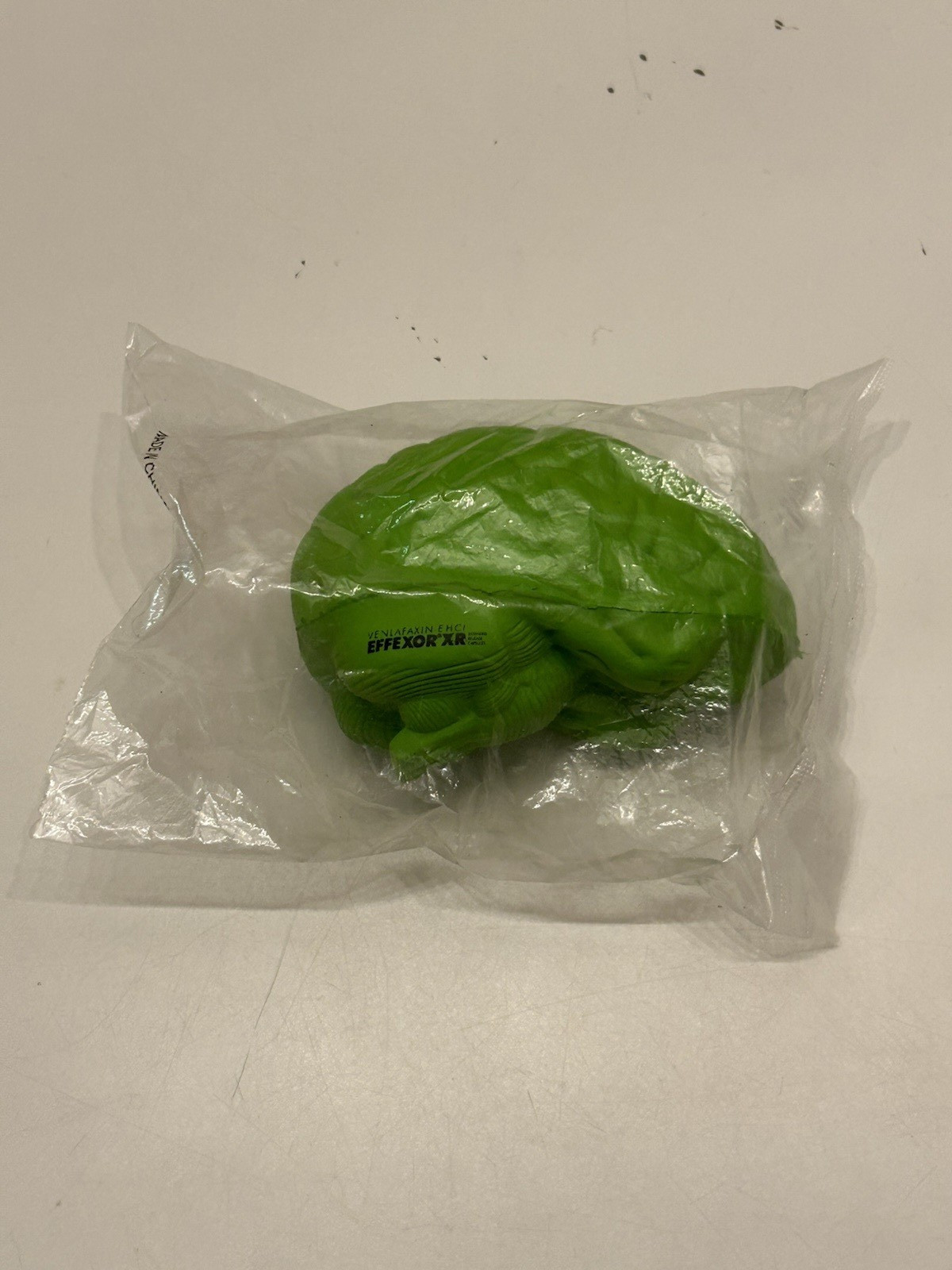 Effexor XR Stress Relief Squishy Ball Green Brain Drug Rep Pharmaceutical Swag
