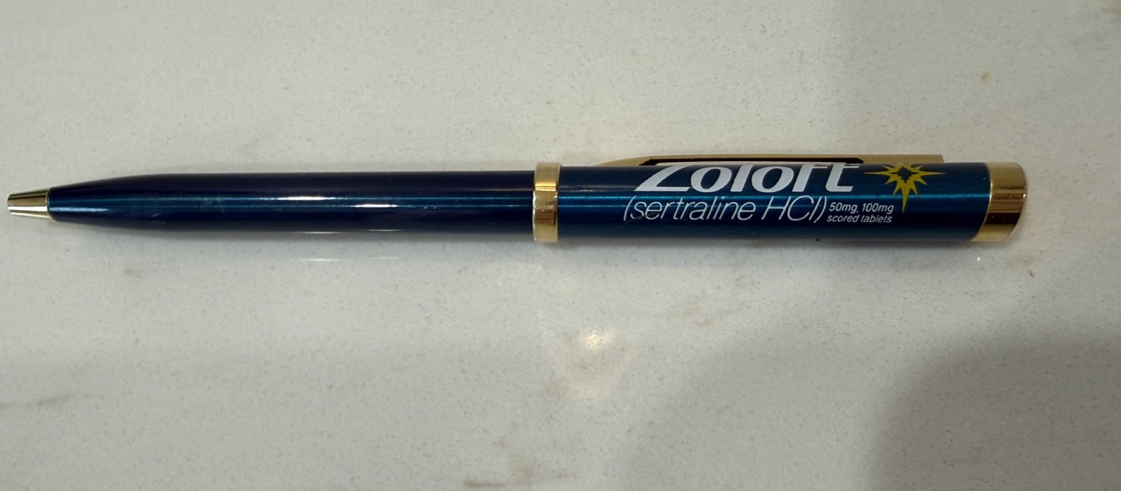 Vintage ZOLOFT Drug Rep Doctors Pharmaceutical Promo Blue Heavy Metal Pen