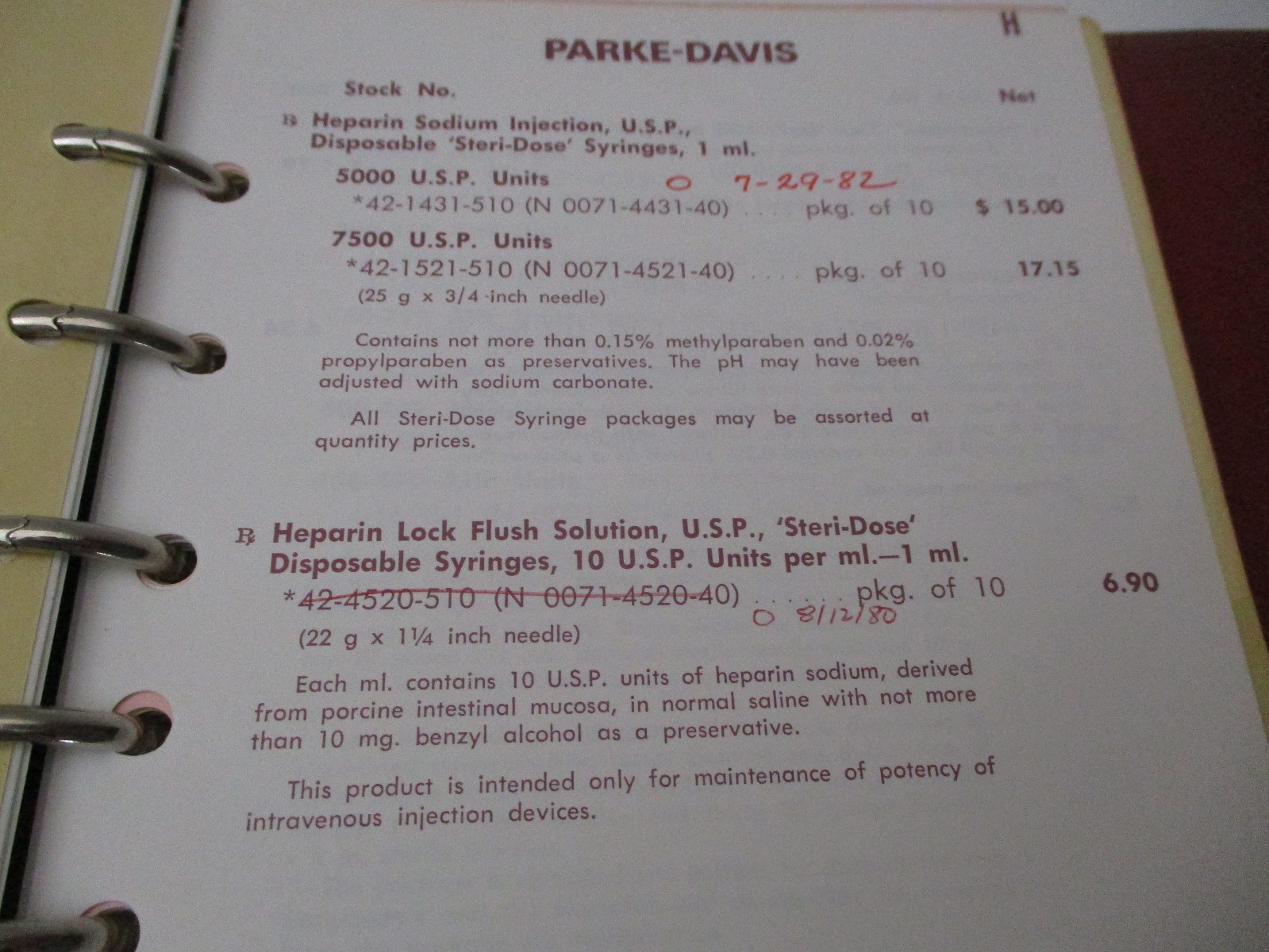 Vintage 1987 Parke Davis Price List Book Binder Pharmacy Chemist Drugs