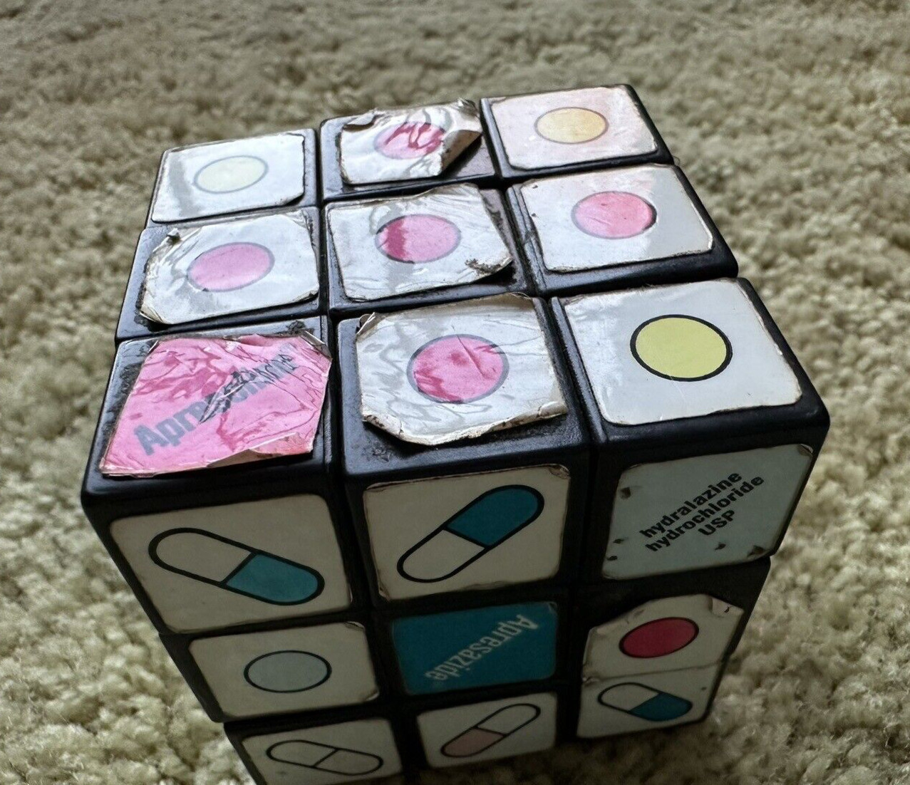 Vintage Pharmaceutical Drug Rep Rubik Cube Ad For Apresazide, Ciba, Etc, Used