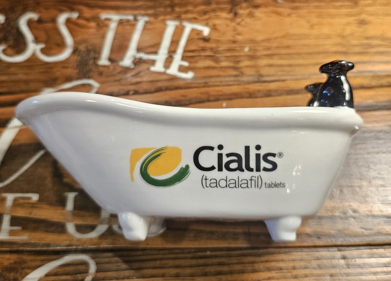 Pharmaceutical Cialis Ceramic Bath Tub Promo Novelty Trinket Soap Dish