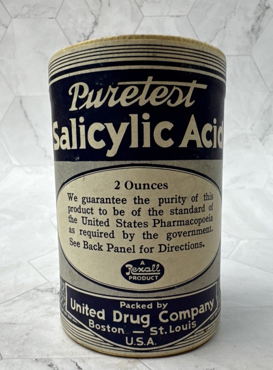Vintage Puretest Salicylic Acid Powder United Drug Company Rexall NEW Old Stock