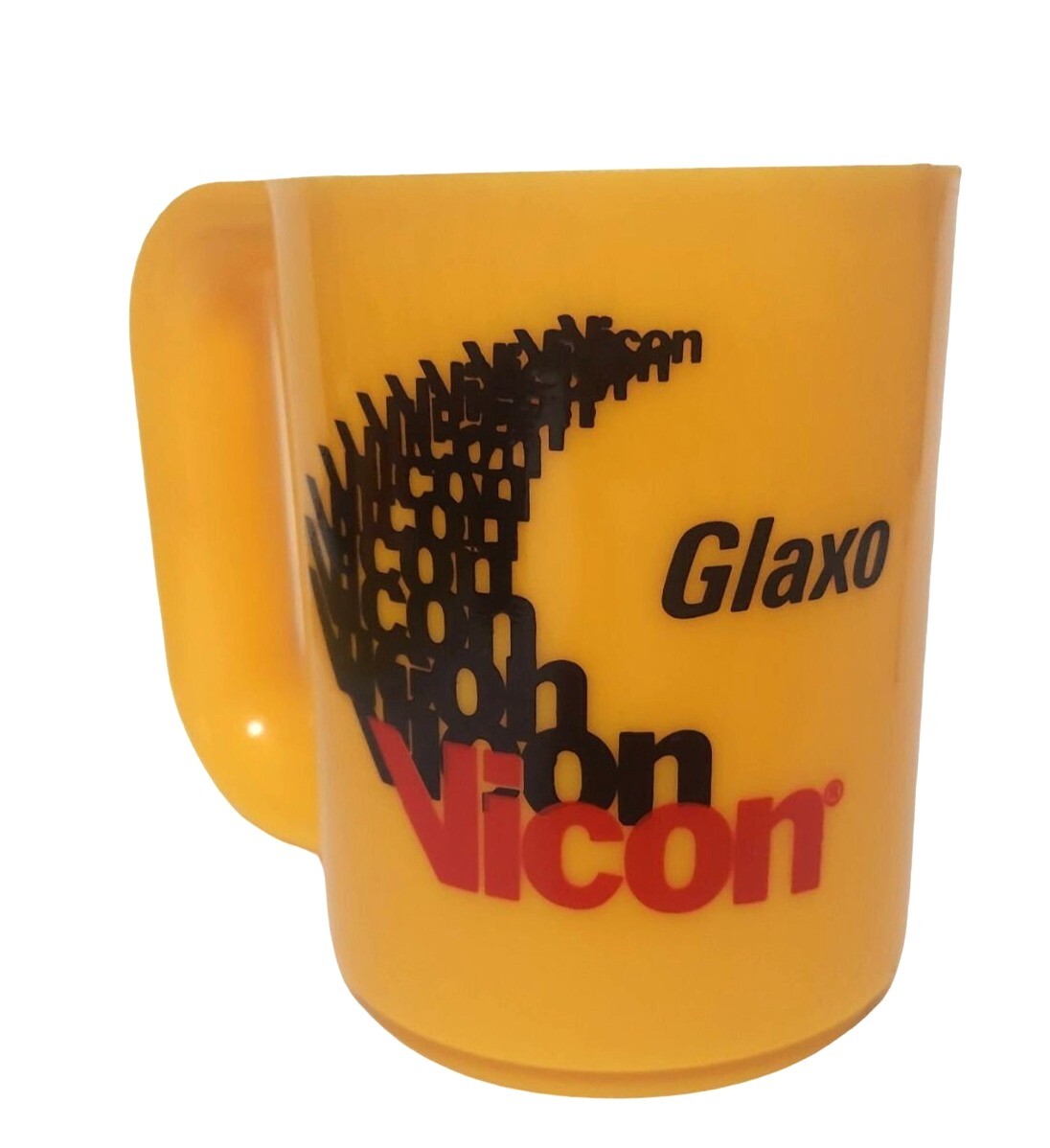 Glaxo Vicon-C Zinc Advertising Pharmaceutical MUG Plastic Yellow Sterilite