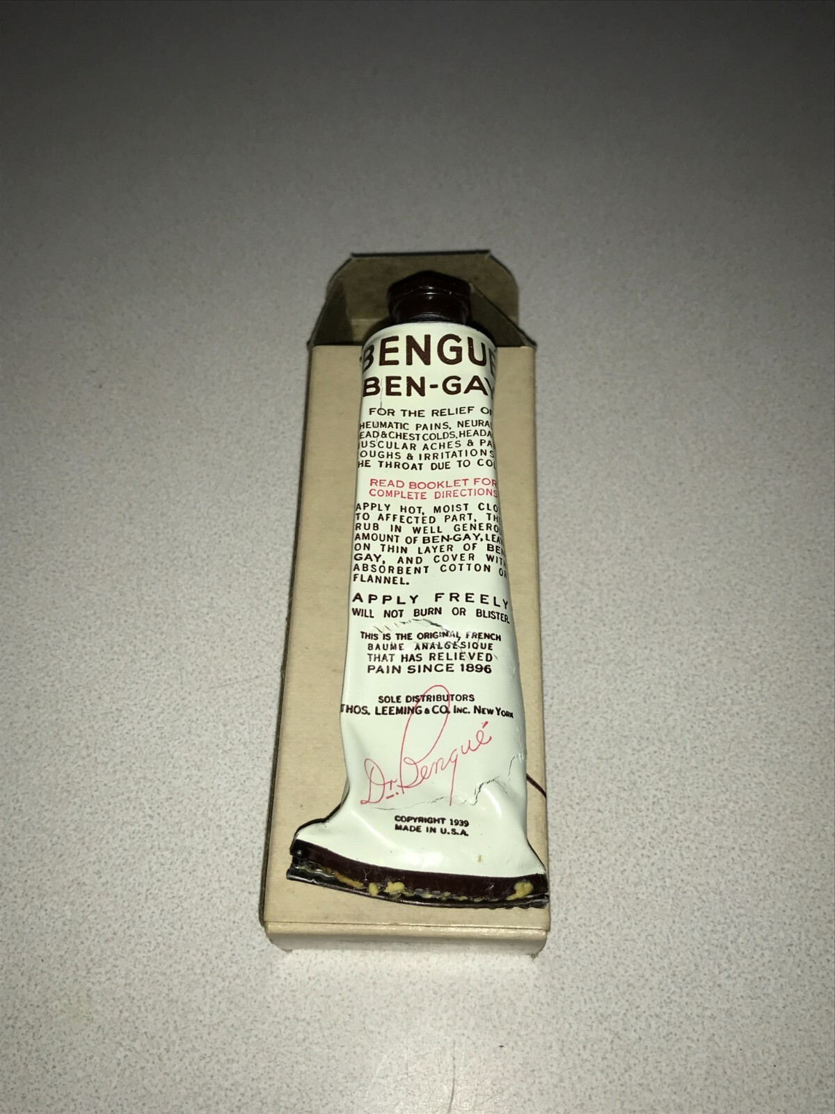 1939 Baume Bengue “Ben-Gay” Tube in Original Box