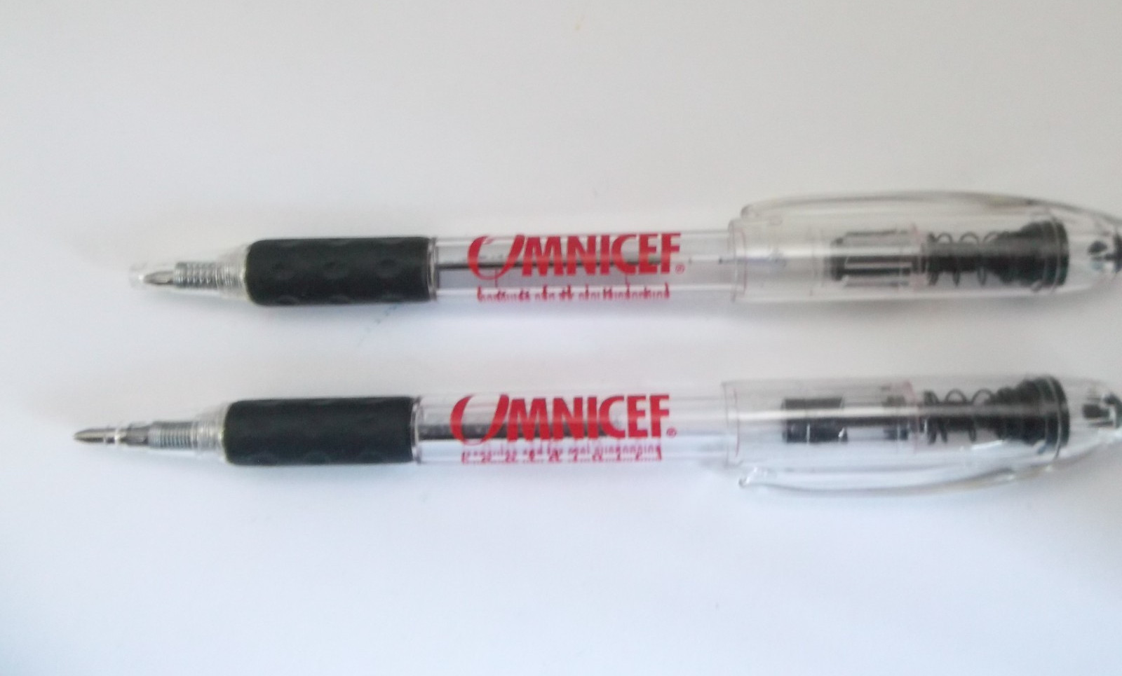 OMNICEF Promotional Pen Lot of 2–Pharma Advertising – Rubberized Grip–Both Write