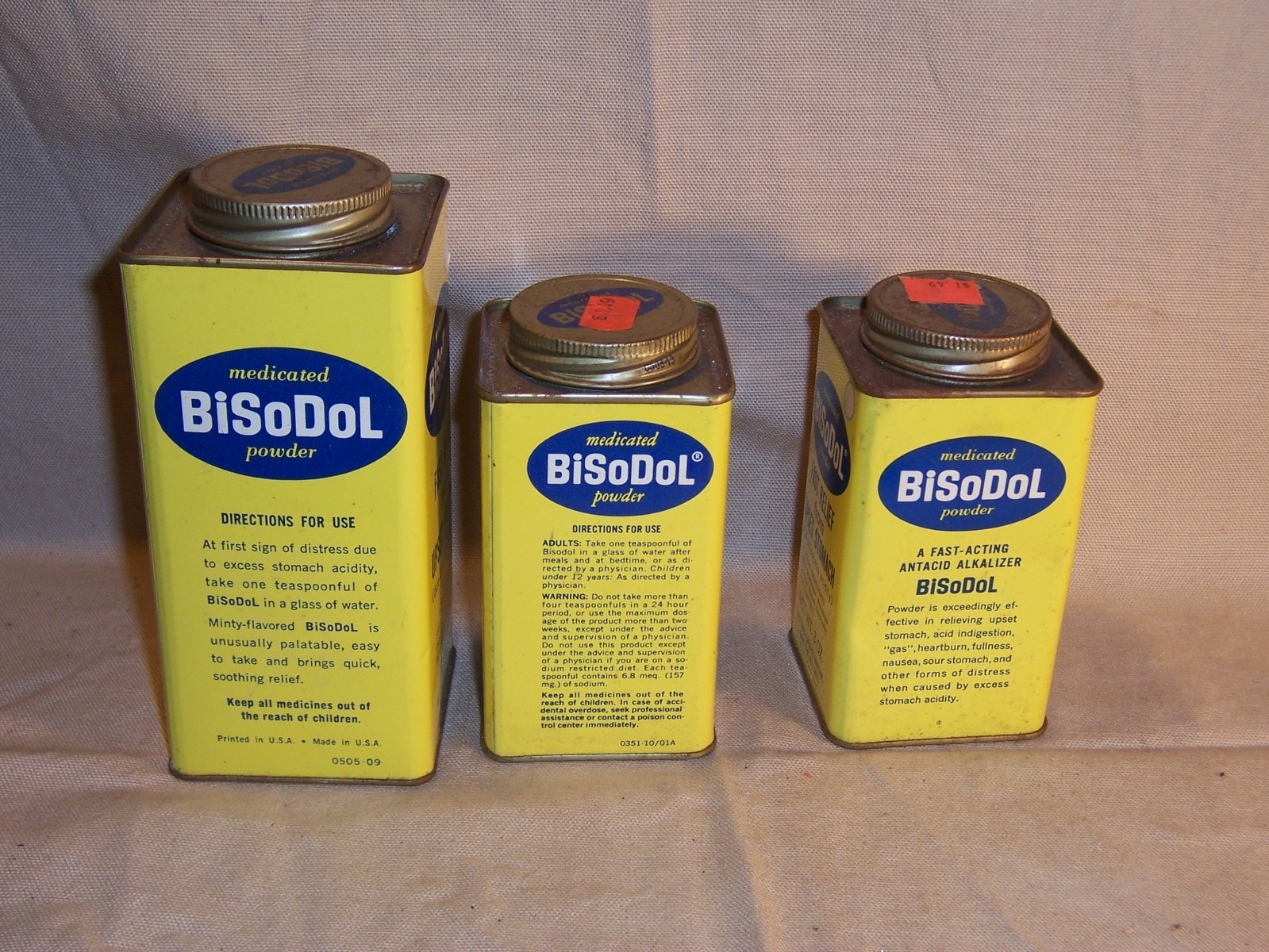 Vintage Advertising Medicine Tin Box BiSoDol New York Original Tin Display Decor