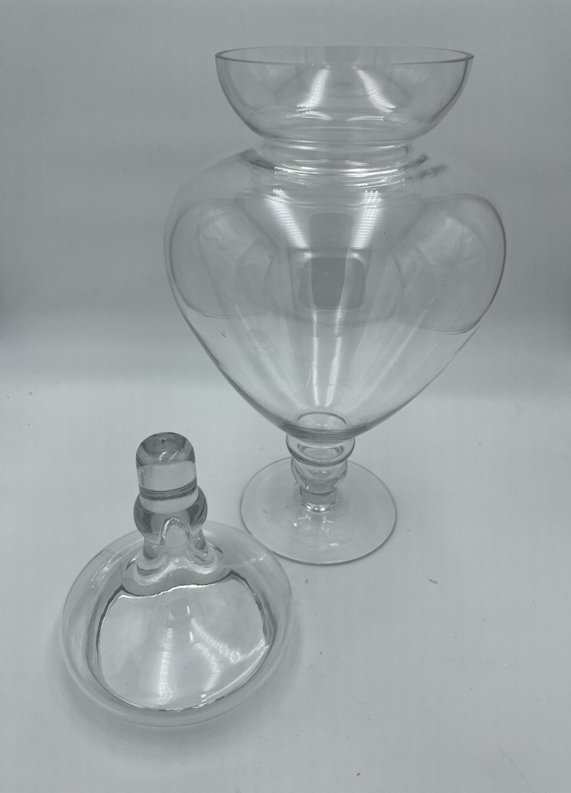 Lg Vintage Clear Glass Apothecary Jar with Lid Large Footed Storage 17″ Tall