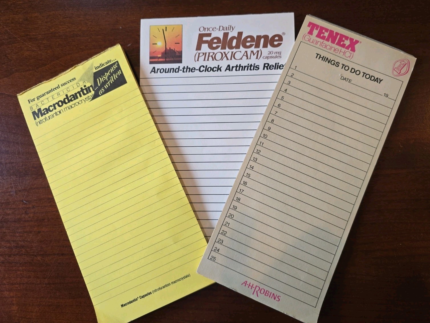 Pharmaceutical Advertising Lot Note Pads – Macrodantin Tenex Feldene Piroxicam