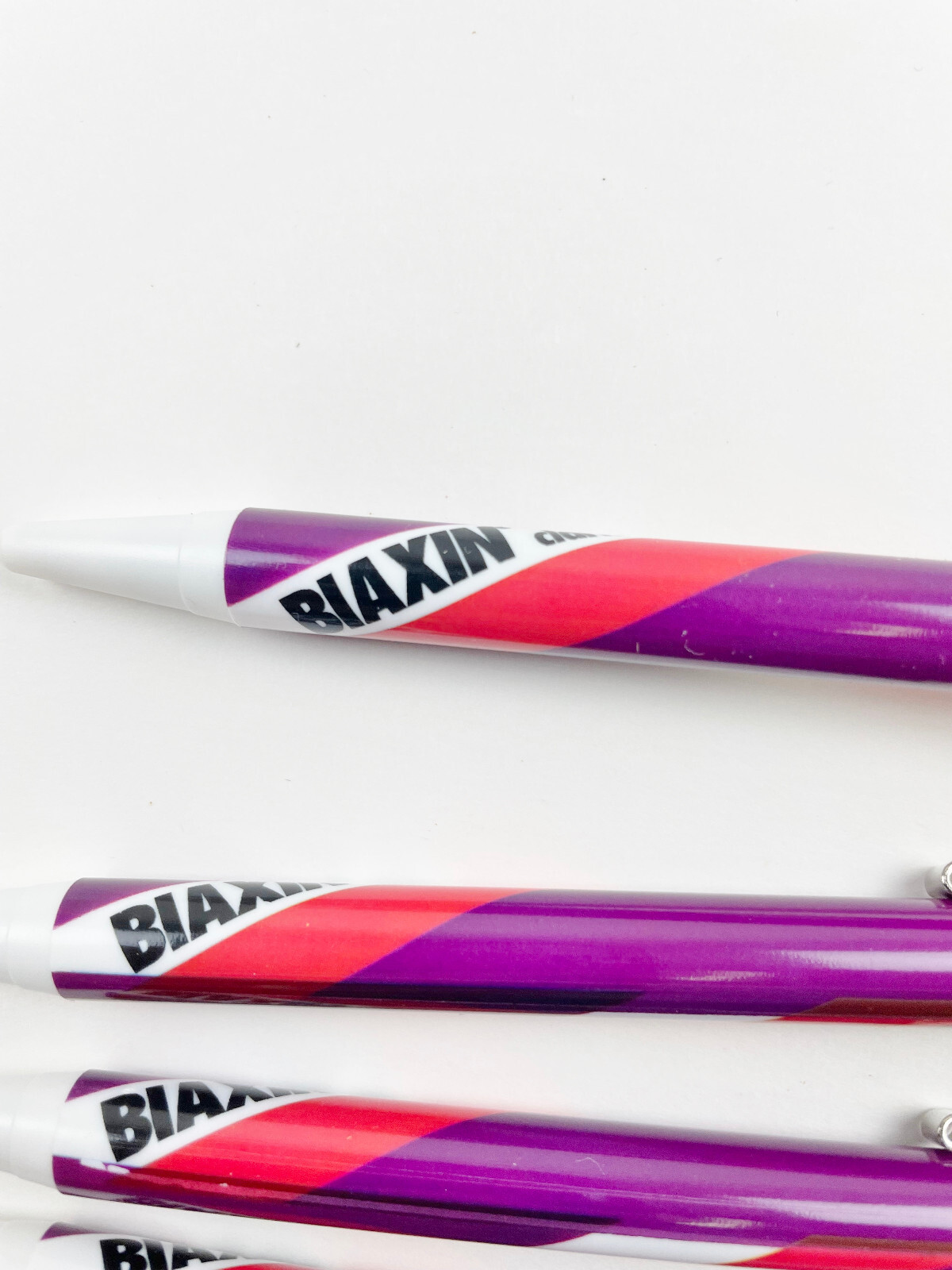 6 BIAXIN PENS – PLASTIC – BLACK INK – PHARMACEUTICAL GIVE-AWAY – NEW OLD STOCK