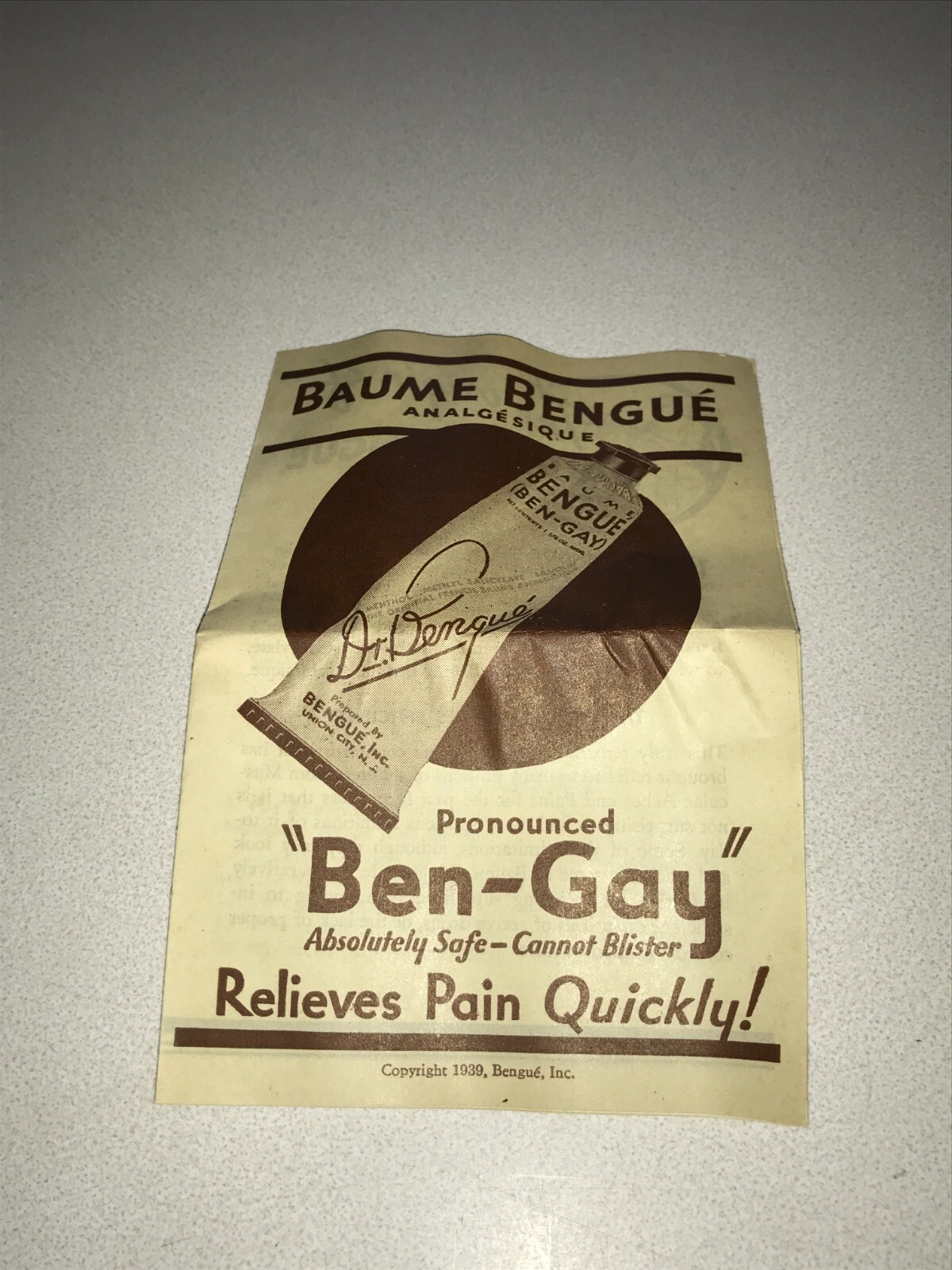 1939 Baume Bengue “Ben-Gay” Tube in Original Box