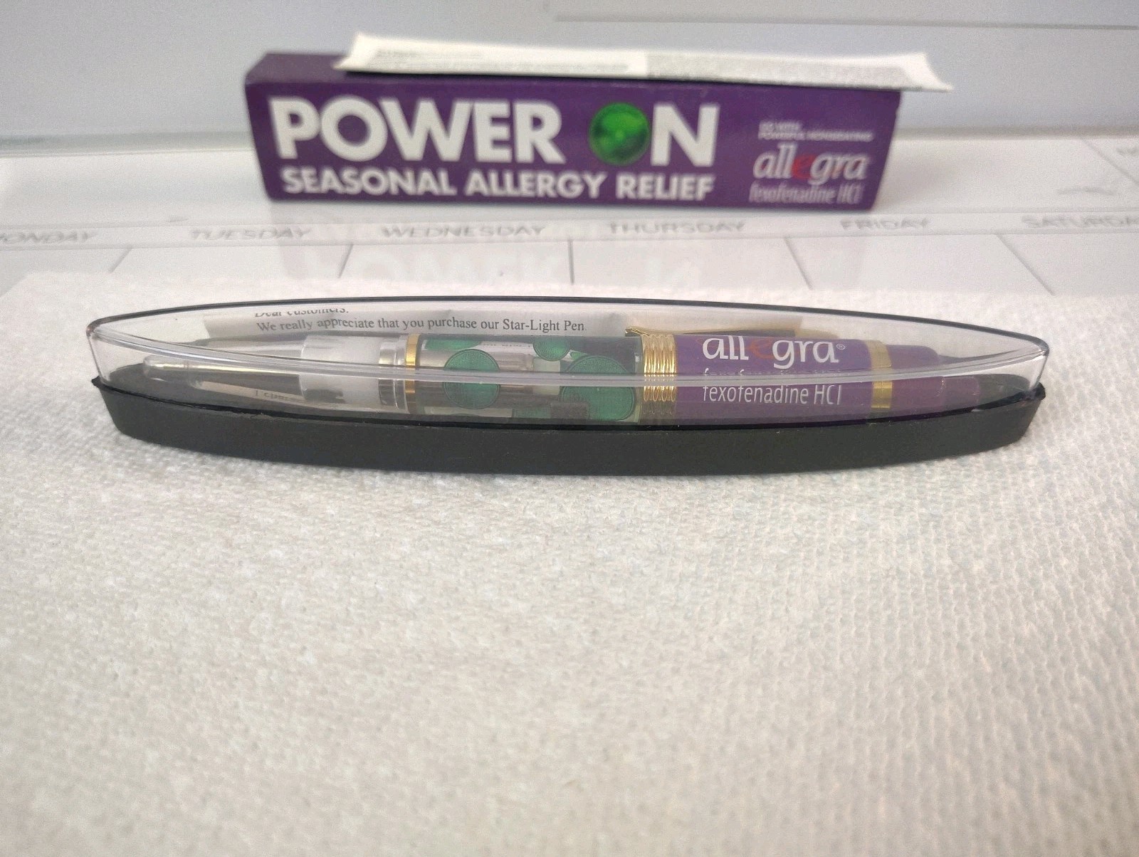 ALLEGRA PEN – Pharma Swag – Drug Rep “LIGHT UP” Pen w/ Case, Box & Insert NEW