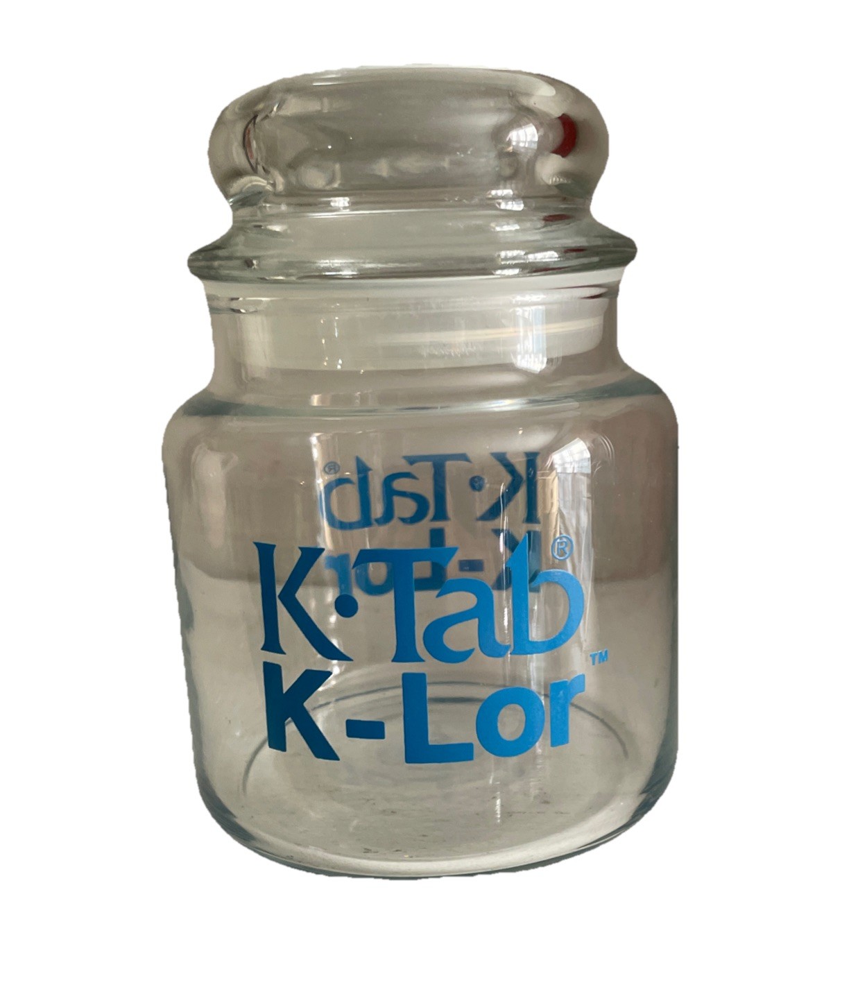 Vintage K-Tab Glass Apothecary Jar / Candy With Lid Pharmaceutical Advertising
