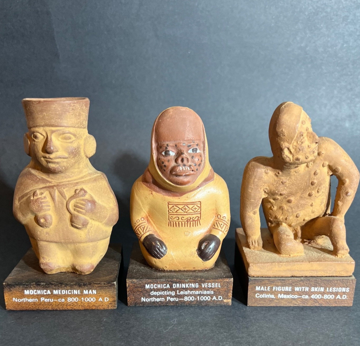 3 SCHERLING PHARMACEUTICAL ADVERTISING MESOAMERICA PERU MEXICO POTTERY STATUES