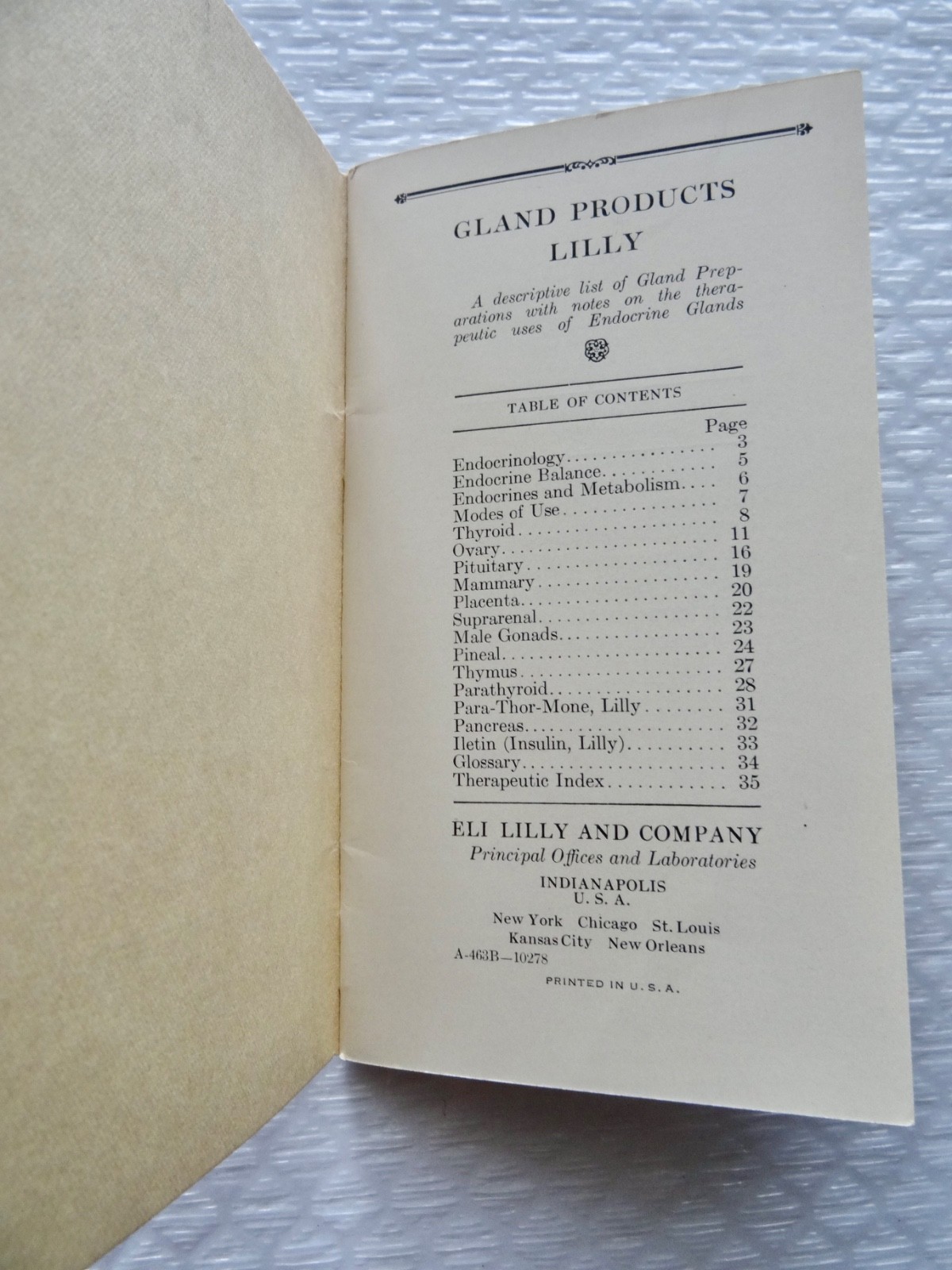gLAND PRODUCTS PREPARATIONS ELI LILLY ENDOCRINOLOGY EARLY 1900’S BOOK neocurio