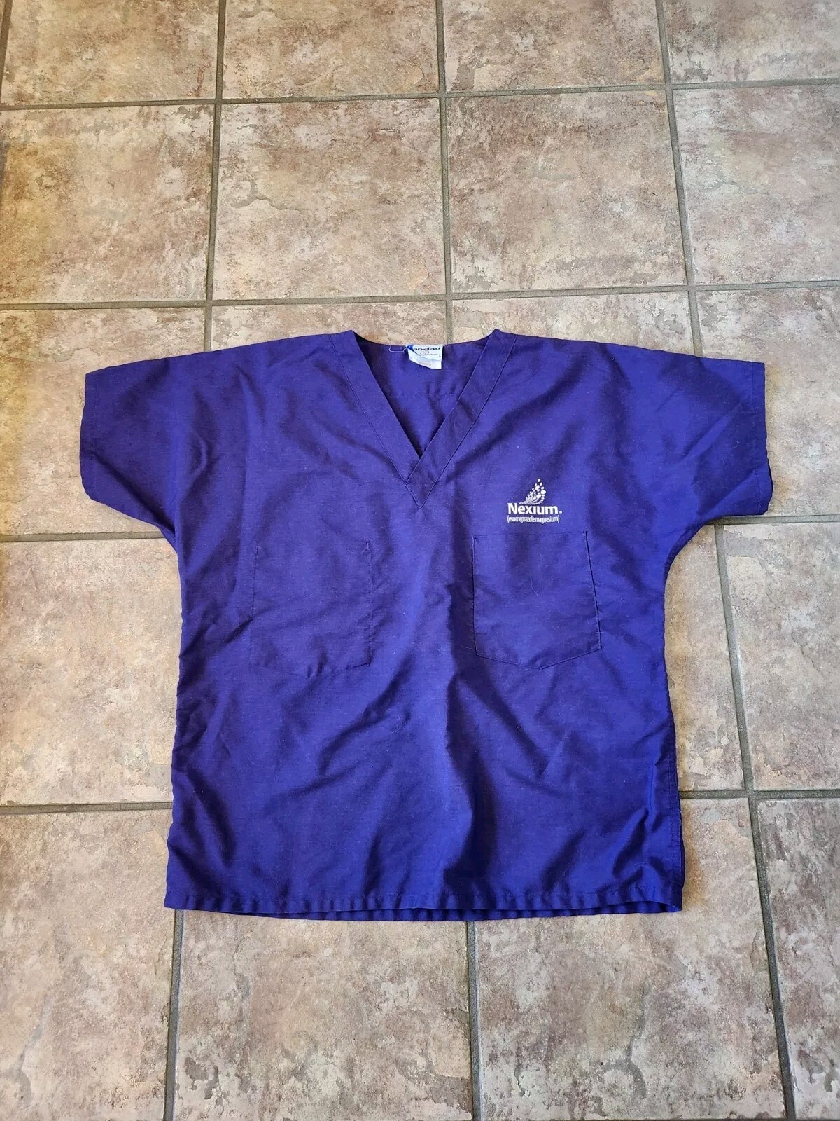 Vintage Nexium Drug Rep Advertising Collectible Scrub Top Purple Landau Large