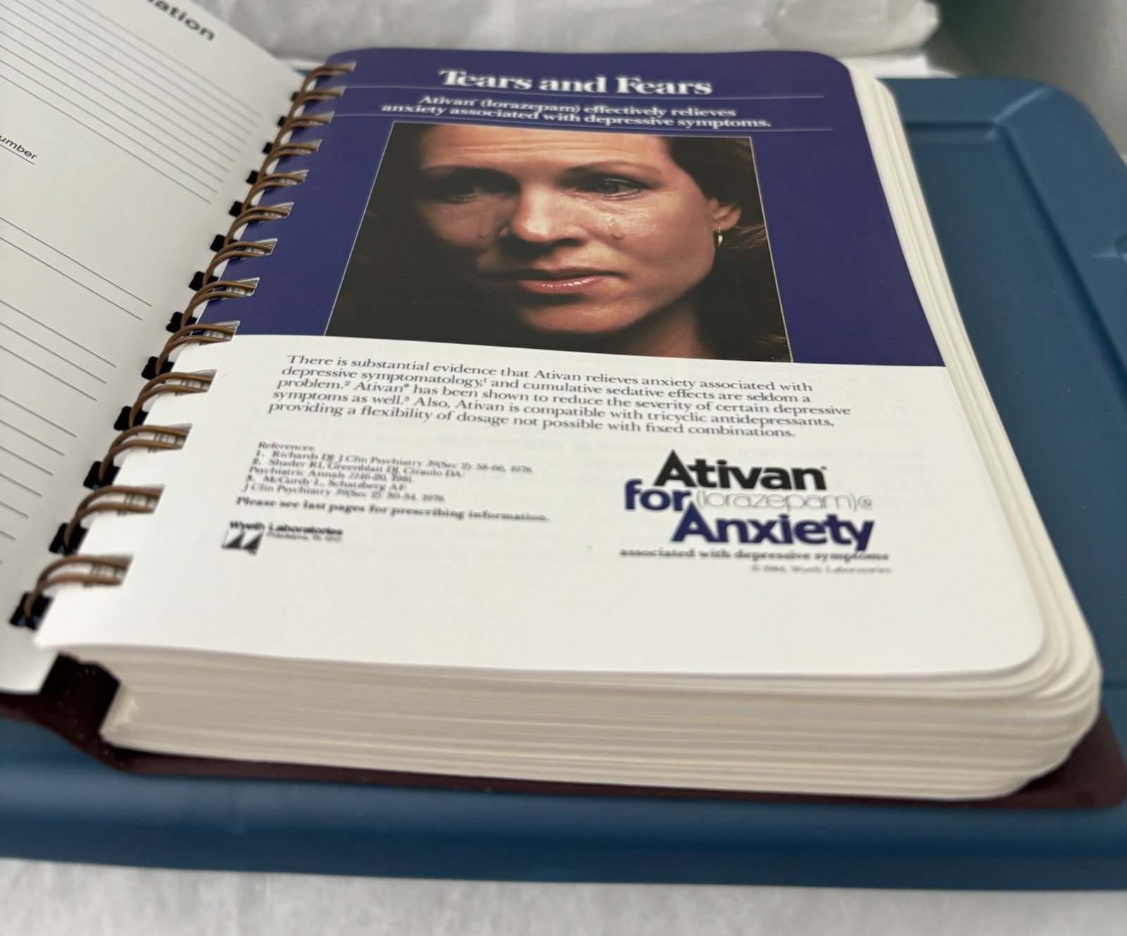 VTG 1985 ATIVAN SPIRAL DOCTOR’S DIARY, NOTEBOOK, PHARMA DRUG REP LOGO NEW NOS