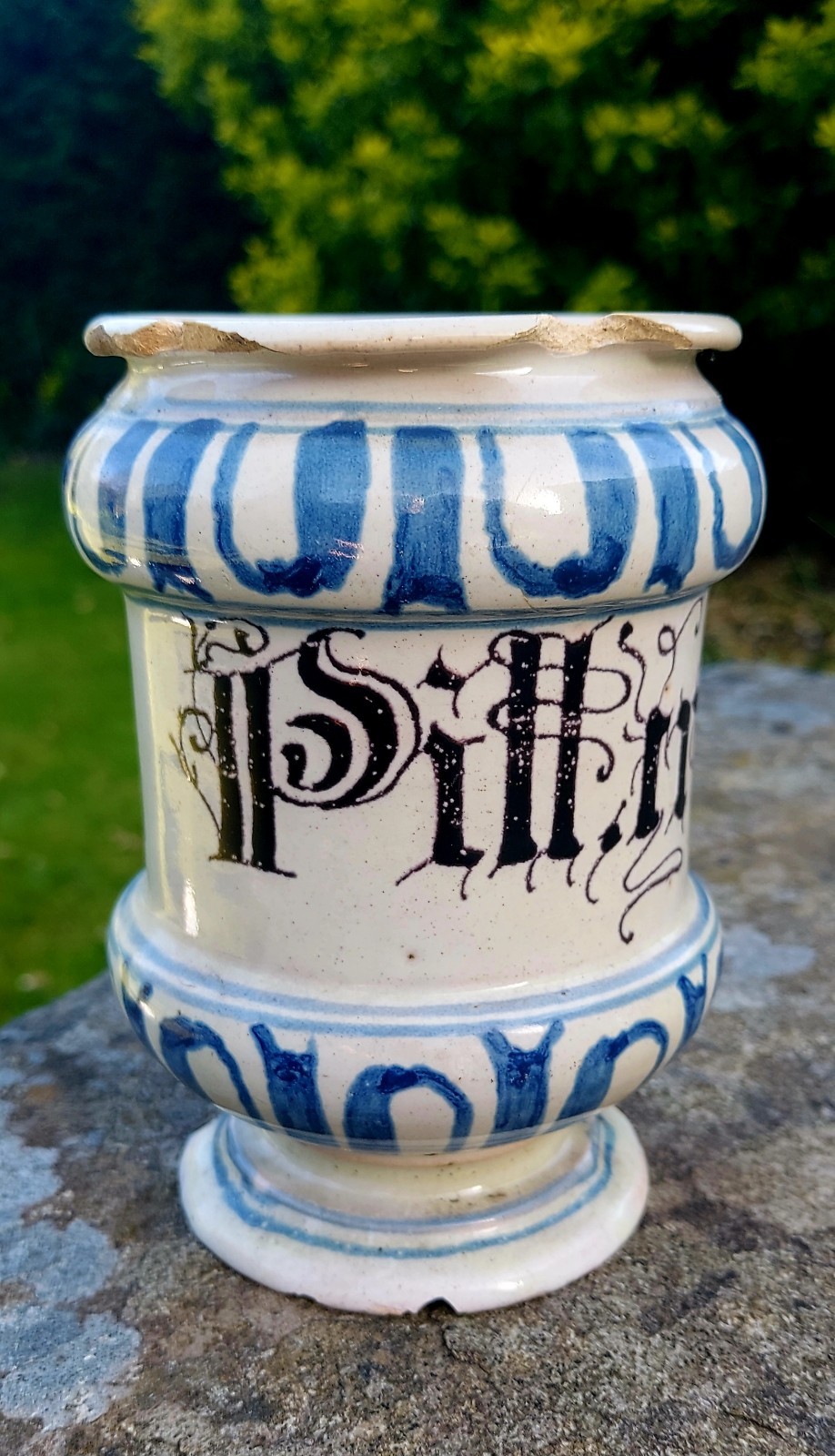17thC Blue & White Albarello Drug Pharmacy Jar